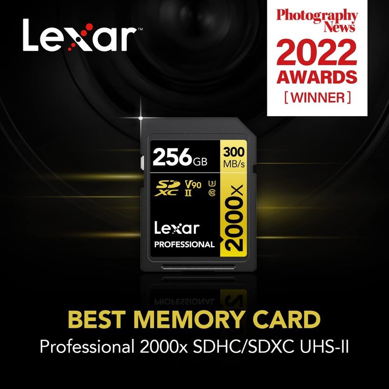 Lexar Pro SDXC Gold Series 2000X 32GB/64GB/128GB High-Speed Memory Card - Single or Multi Pack for DSLR, 4K Camera, Drone & Action Cameras