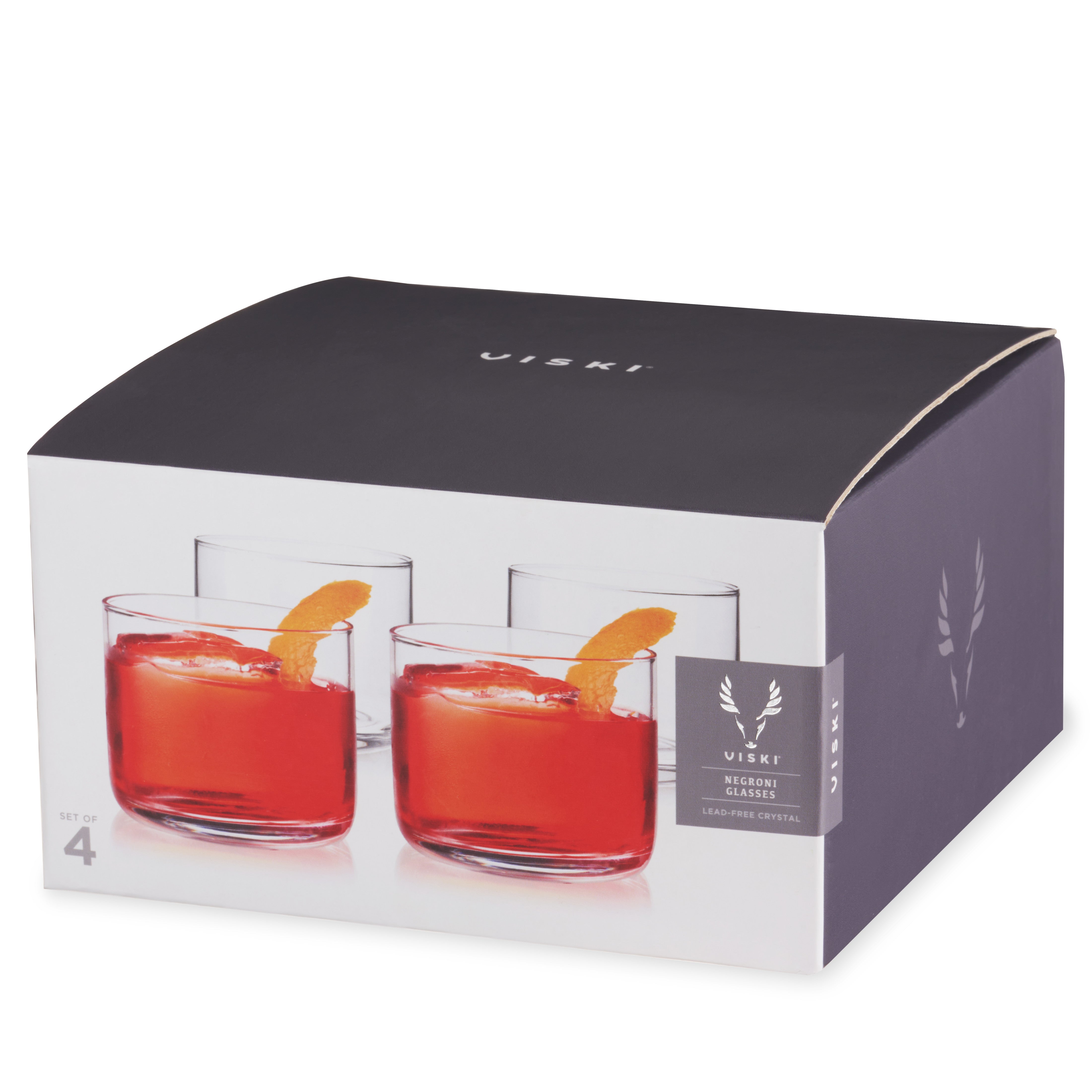 Raye Crystal Negroni Glasses Set of 4 - Elegant Cocktail Glasses for Negroni, Martini & Whiskey - Perfect for Home Bar, Dinner Parties & Gifts