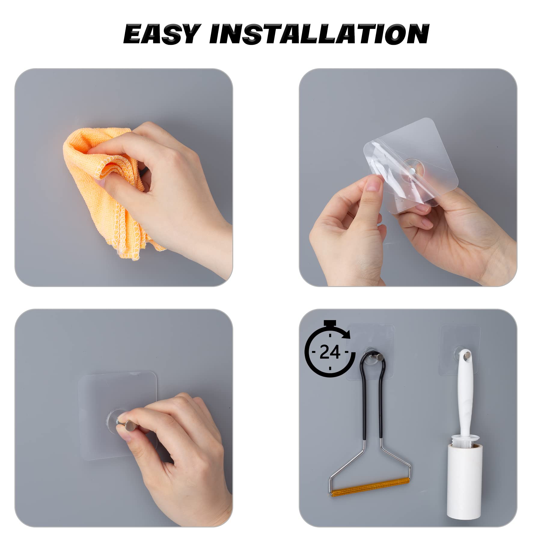 YOLOPLUS+ 10 Pack Heavy Duty Adhesive Wall Hooks - No Damage Sticky Hooks for Pictures, Hats, Keys, Bathroom & Kitchen Tools - Screw-Free Wall Mounting Solution for Home Organization & Decor