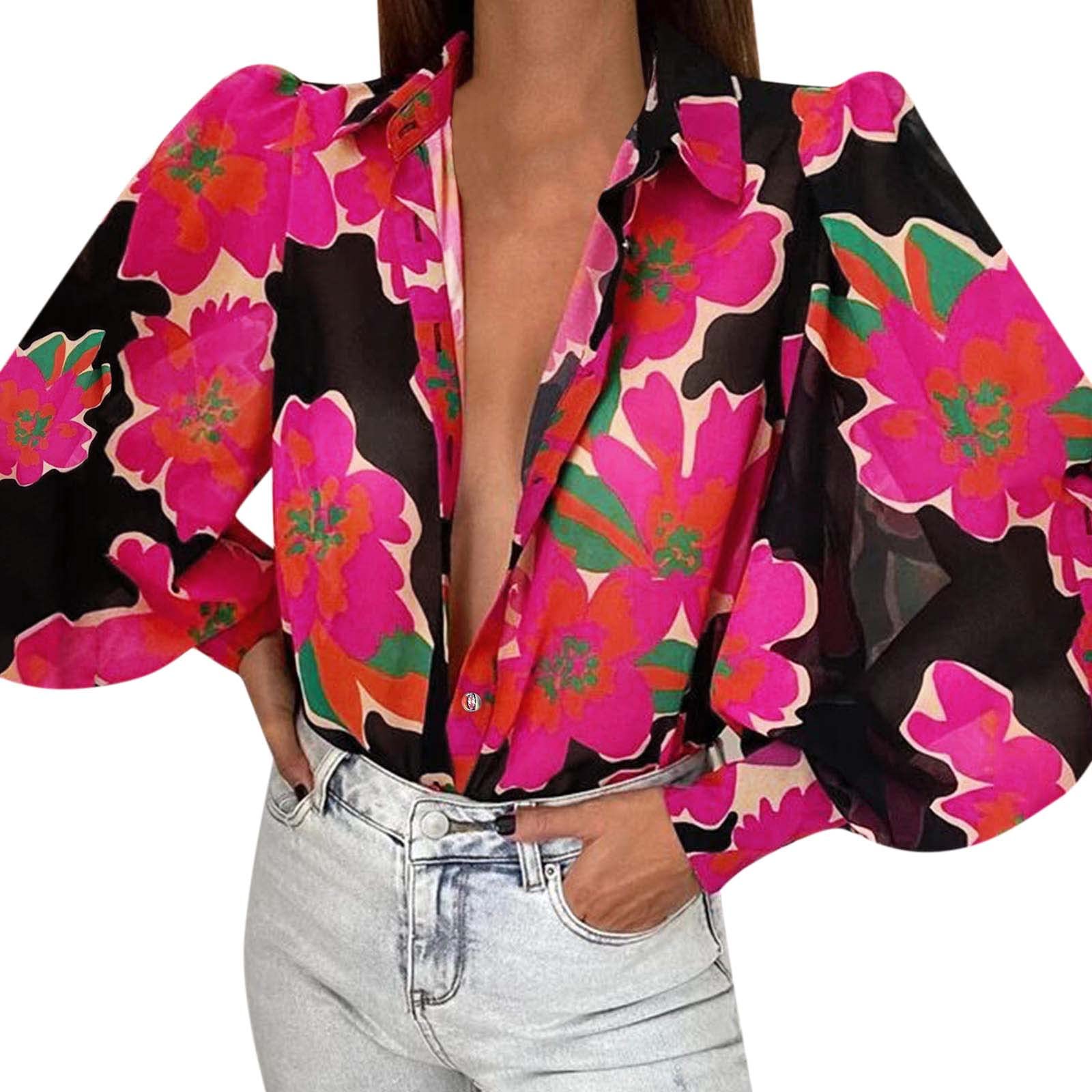 Women's Sexy Long Sleeve Printed V-Neck Cardigan - Casual Single Breasted T-Shirt for Women | Perfect for Office Wear, Date Nights & Fall Layering