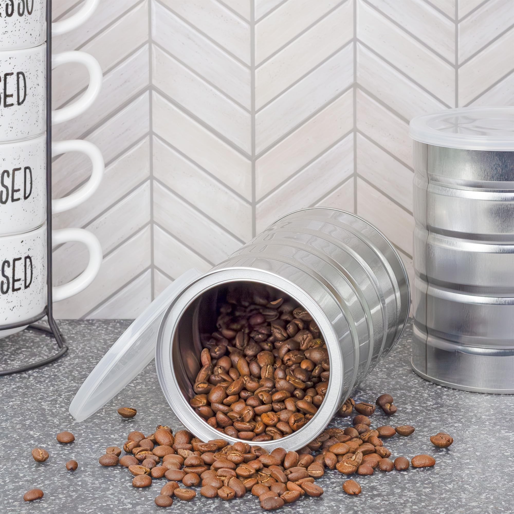 Cornucopia Brands Empty Coffee Cans (4-Pack) - Airtight Metal Storage Containers for Coffee Beans, Tea, Spices & Baking Supplies | Perfect for Kitchen Organization, Coffee Packaging & DIY Crafts Projects