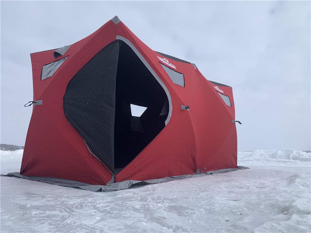 THUNDERBAY Ice Cube Series Pop-Up Hub-Style Ice Fishing Shelter - 68-112 Sq Ft Fishable Area, Portable 6-8 Person Ice Shanty for Winter Fishing | Perfect for Family Outings & Ice Fishing Adventures
