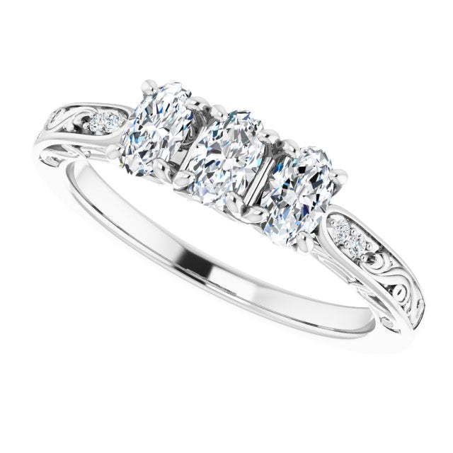 0.65 Carat Oval & Round Cut Diamond Filigree Accent Wedding Band Ring for Women - Elegant Bridal Jewelry for Engagement, Anniversary & Special Occasions