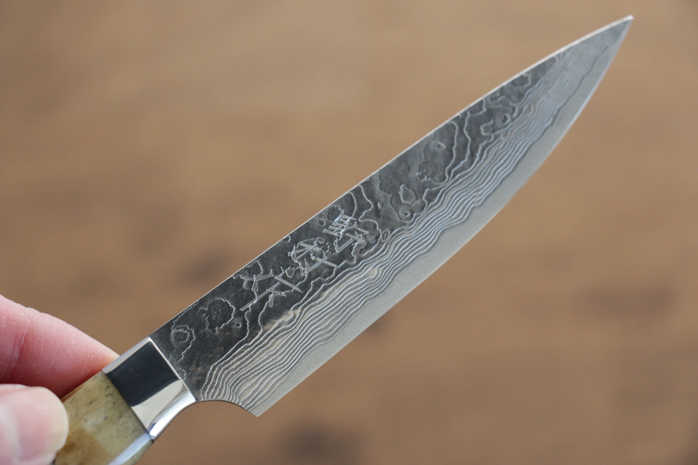 Premium VG10 Damascus Petty Utility Knife 100mm - Japanese Stainless Steel Blade with Yellow Cow Bone Handle - Perfect for Slicing, Chopping & Garnishing in Professional Kitchens & Home Cooking