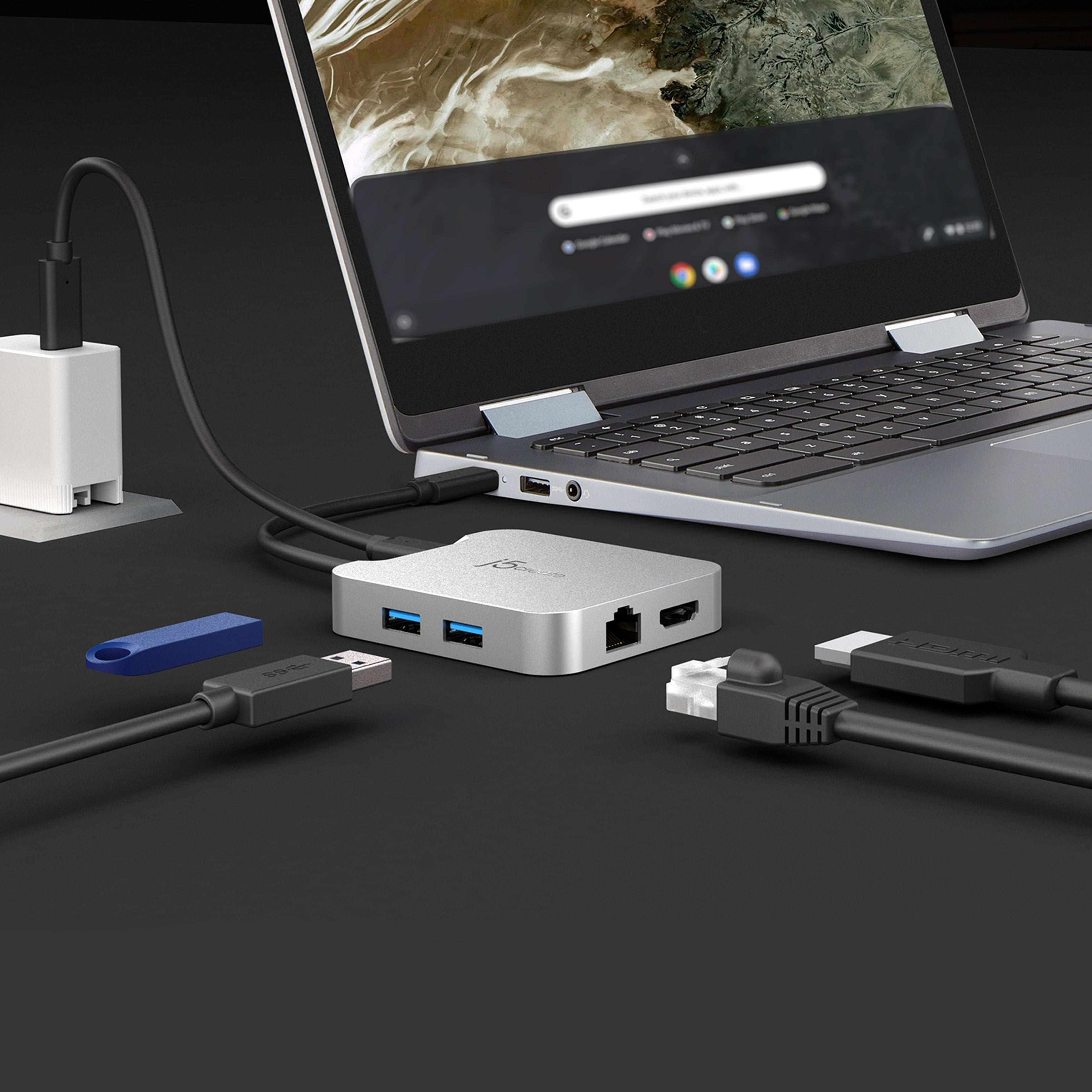 4K60 Elite USB C® PD Multi Port Adapter - 6-in-1 USB C Hub with HDMI, Ethernet, USB 3.0 for MacBook Pro/Air, iPad Pro, Chromebook - Perfect for Home Office, Gaming & Video Conferencing