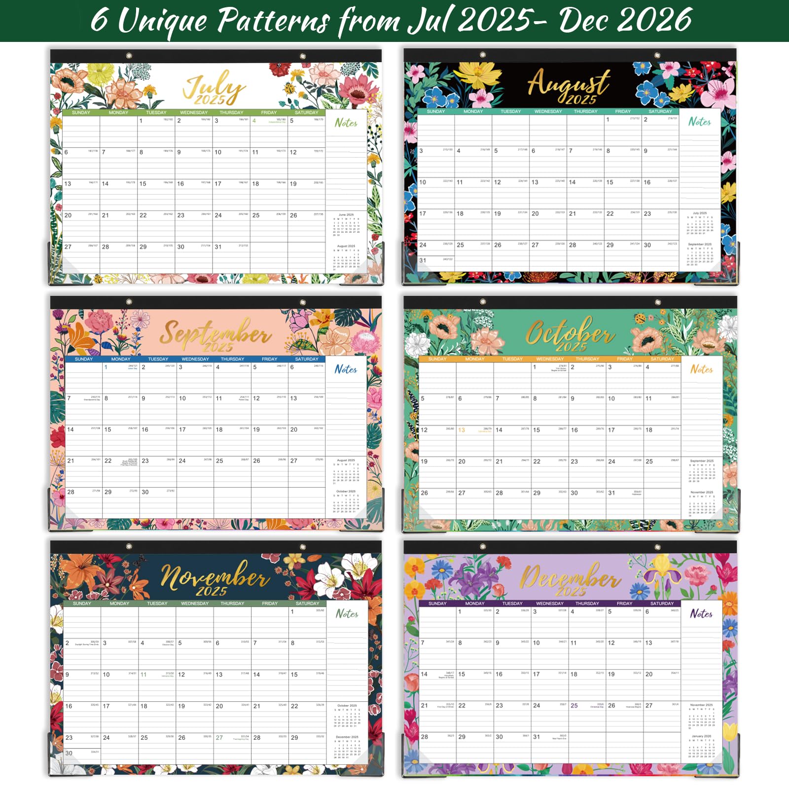 2025-2026 18-Month Desk Calendar | July 2025 - December 2026 | Large 17
