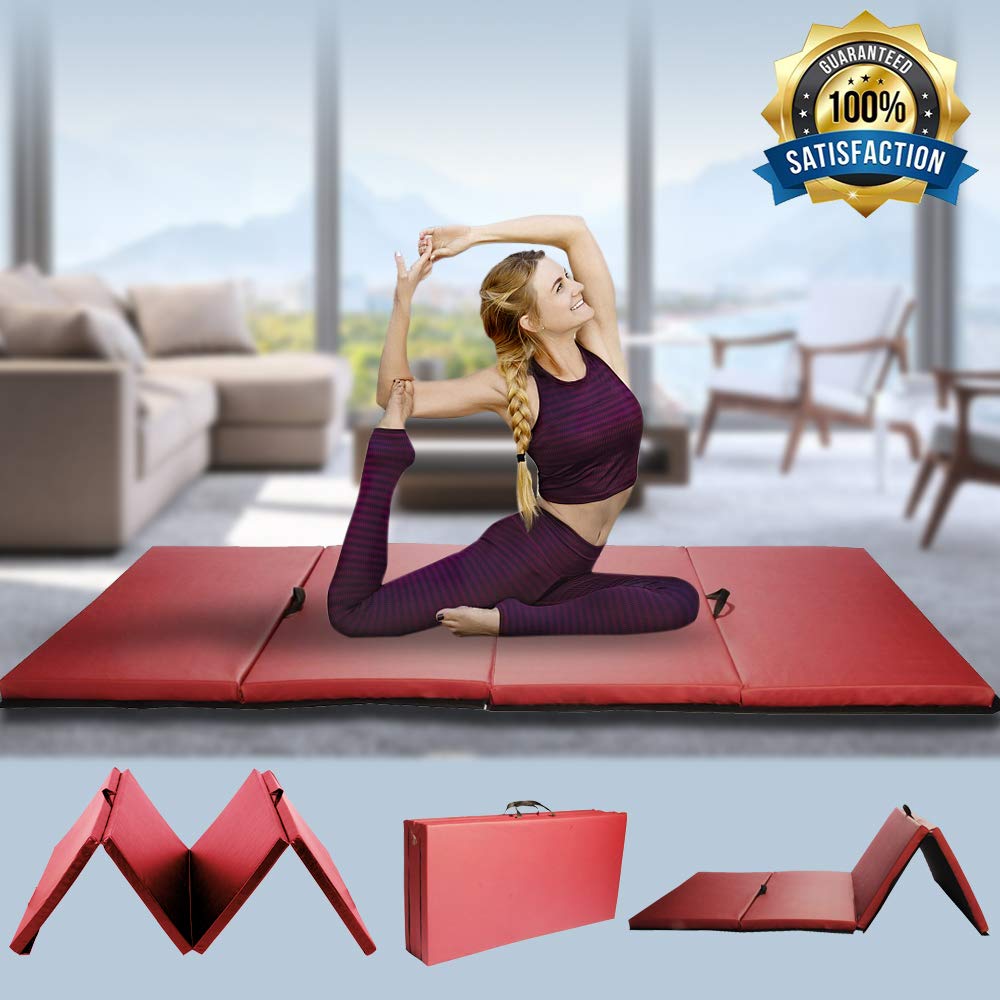 Premium 4'x8'x2' Thick Foldable Gymnastics Mat - Non-Slip Waterproof Exercise Mat with Carry Handle for Home Gym, Yoga, Pilates & Martial Arts | Ideal for Tumbling, Stretching & Aerobics Workouts
