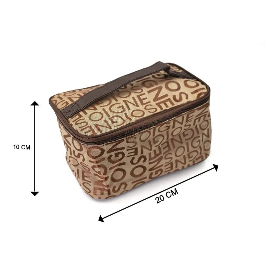 Home Brillinat Small Makeup Purse - Travel Cosmetic Bag with Zipper, Vanity Box for Women (1pc, Brown) | Perfect for On-the-Go Touchups, Travel Essentials & Daily Organization