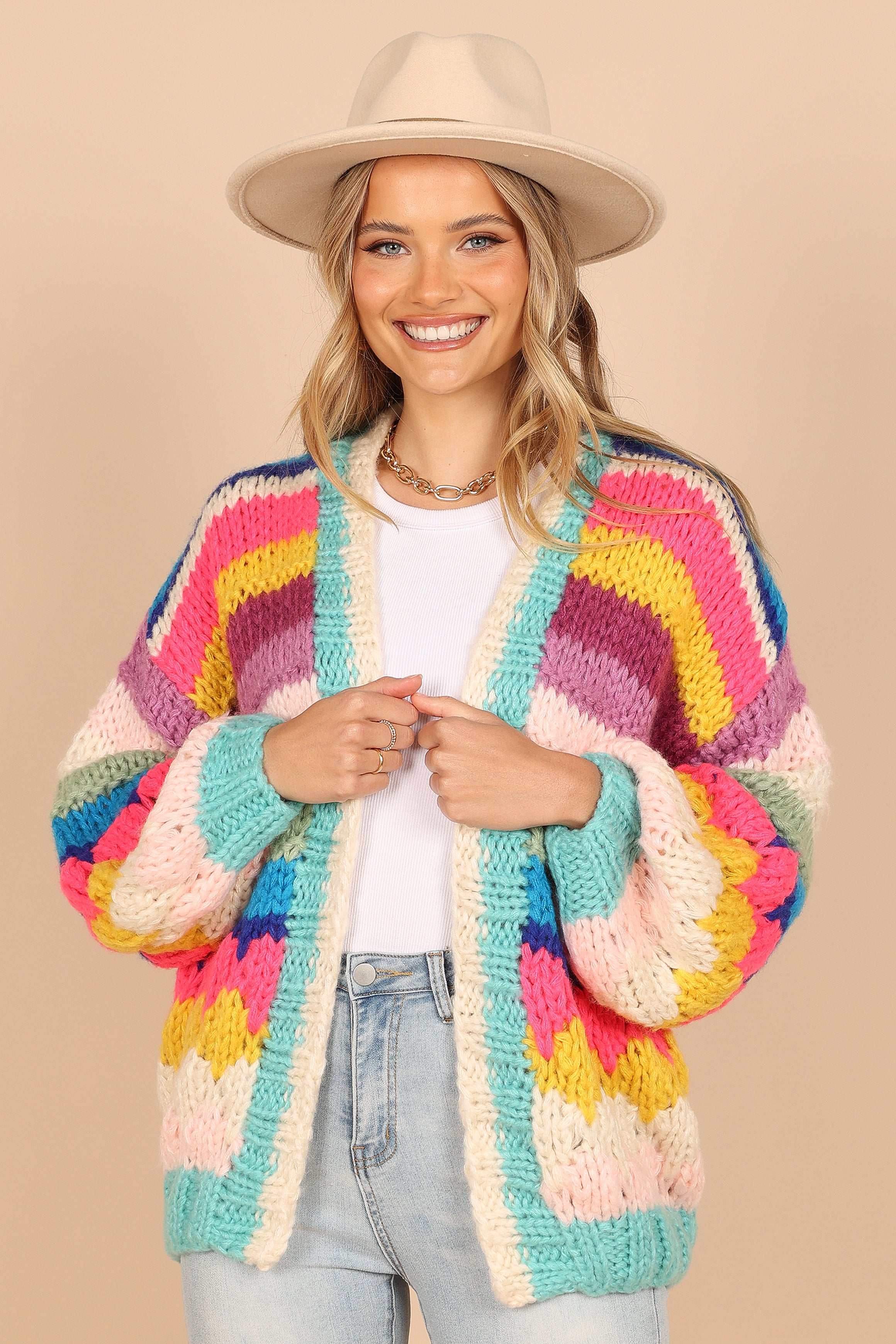 Jennifer Oversized Striped Handknit Knit Sweater for Women - Soft Chunky Cable Knit Pullover - Winter Warm Casual Wear for Outdoors & Cozy Home