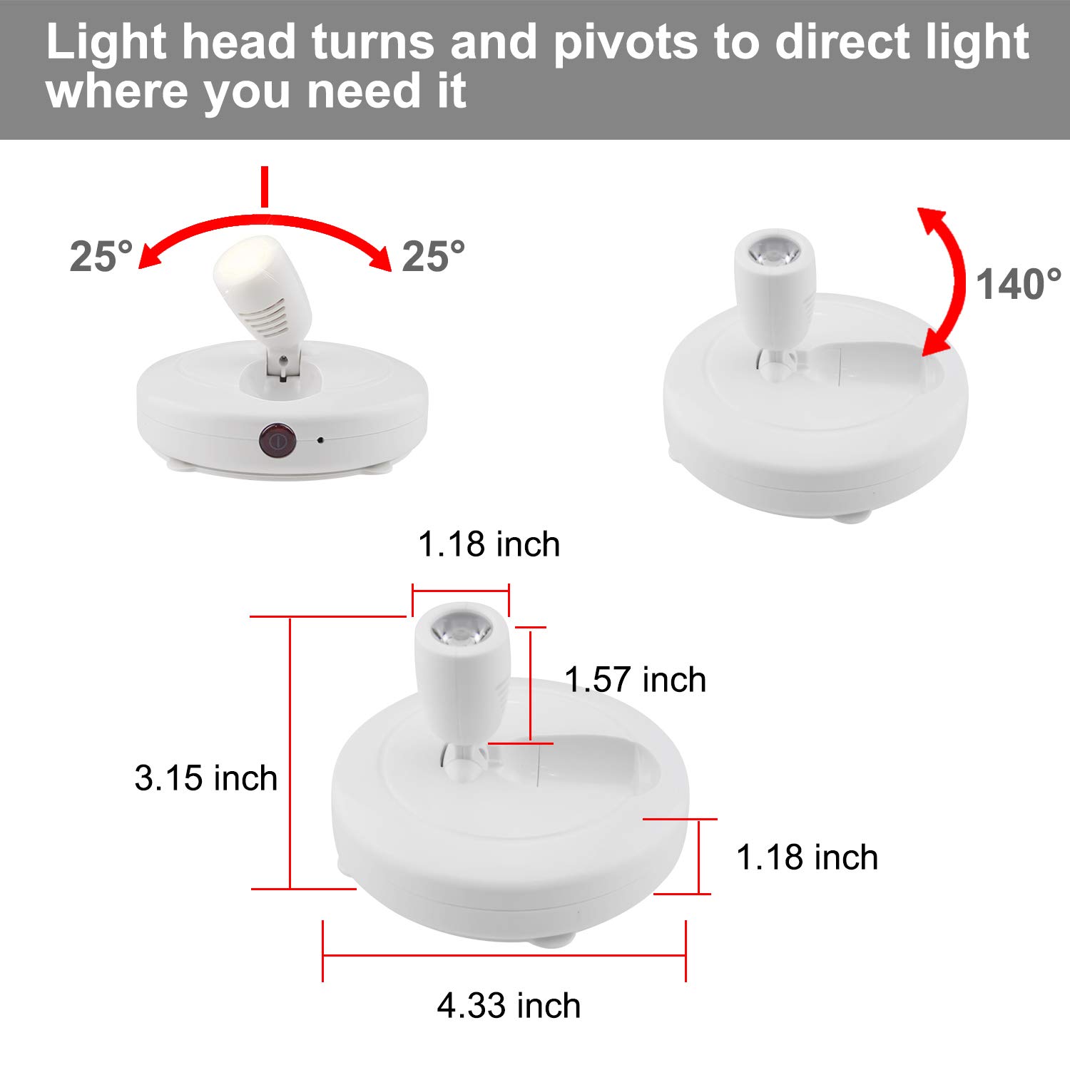Wireless LED Spotlights with Remote - Dimmable Battery Operated Art Lights for Wall Display, Rotatable Head Stick-On Picture Lights for Posters, Dartboards & Artwork (2-Pack) - Perfect for Home Gallery, Office Decor & Retail Displays
