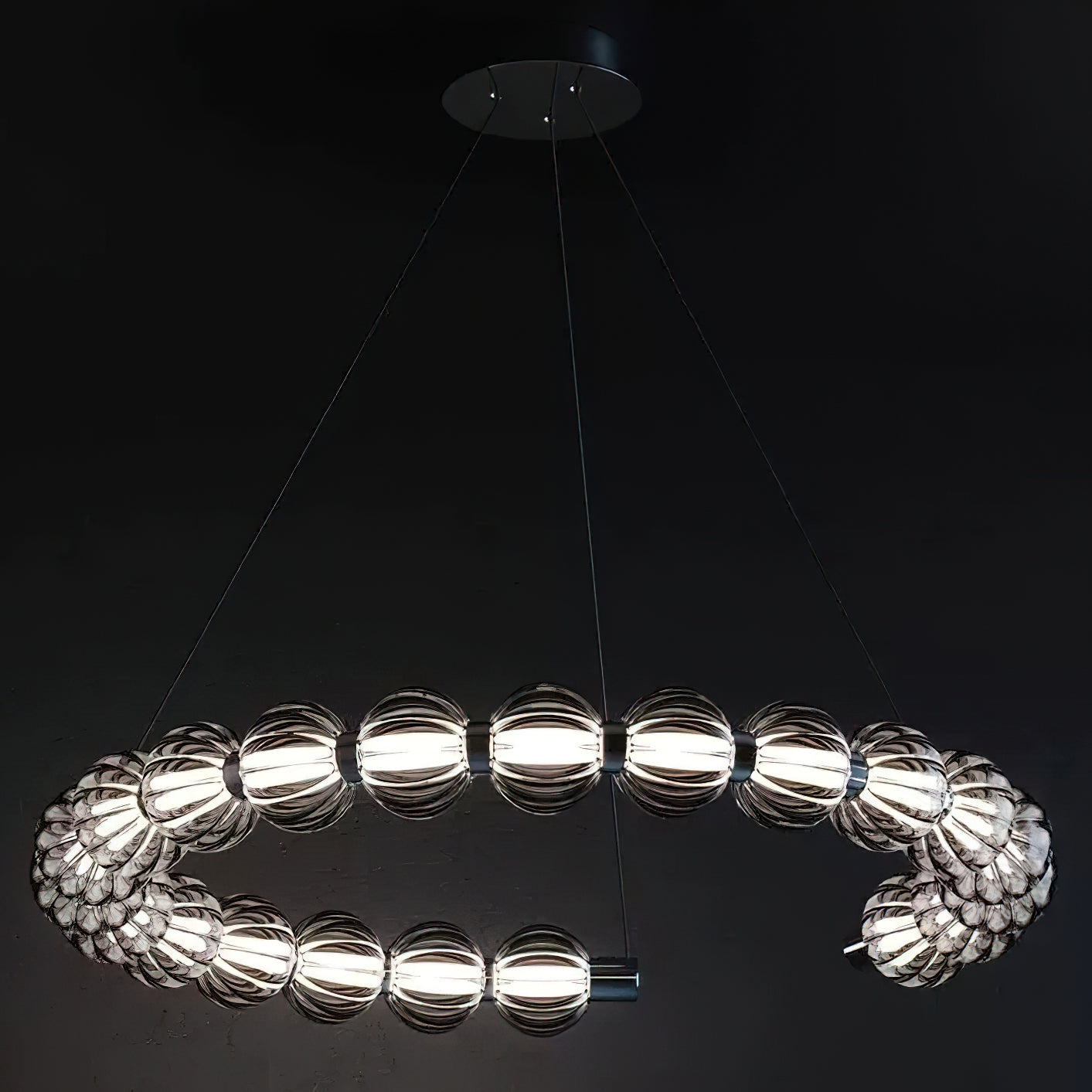 Elegant Circular Ring Pearl Chandelier - Modern Crystal Ceiling Light Fixture for Dining Room, Bedroom, or Living Room Decor