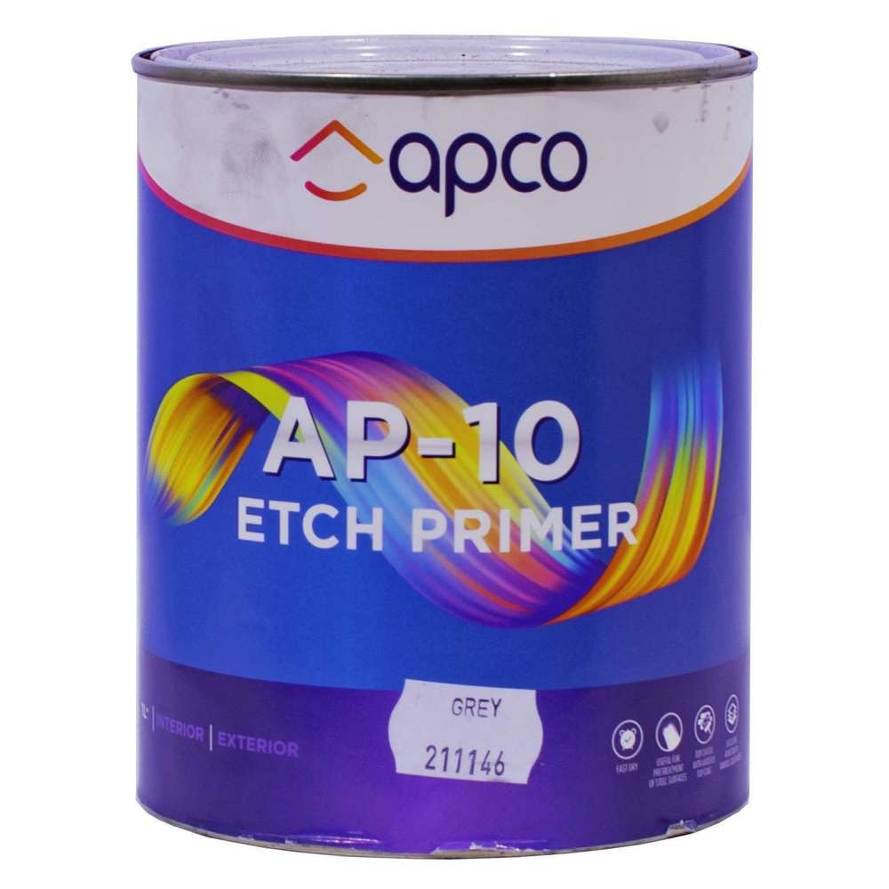 APCO AP-10 Wash Primer Grey 1 Liter (33.8 oz) - Rust Preventive Primer for Metal Surfaces - Ideal for Automotive, Marine & Industrial Applications