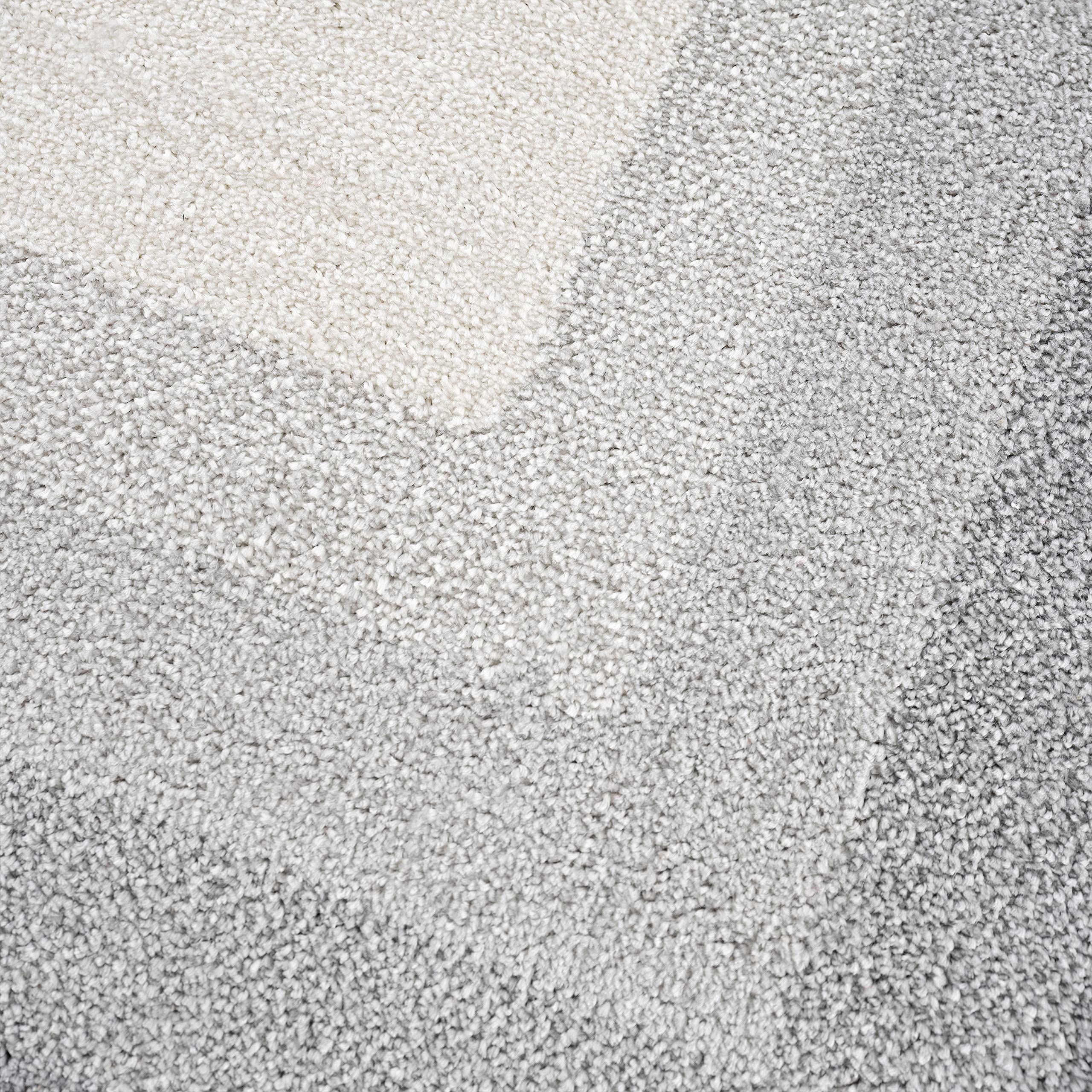 Abani Ivory Area Rug with Contemporary Tonal Grey Border - Modern 6’ x 9’ Dining Room Rug for Under Table - Soft Living Room Carpet, Bedroom Decor, Home Office Floor Mat