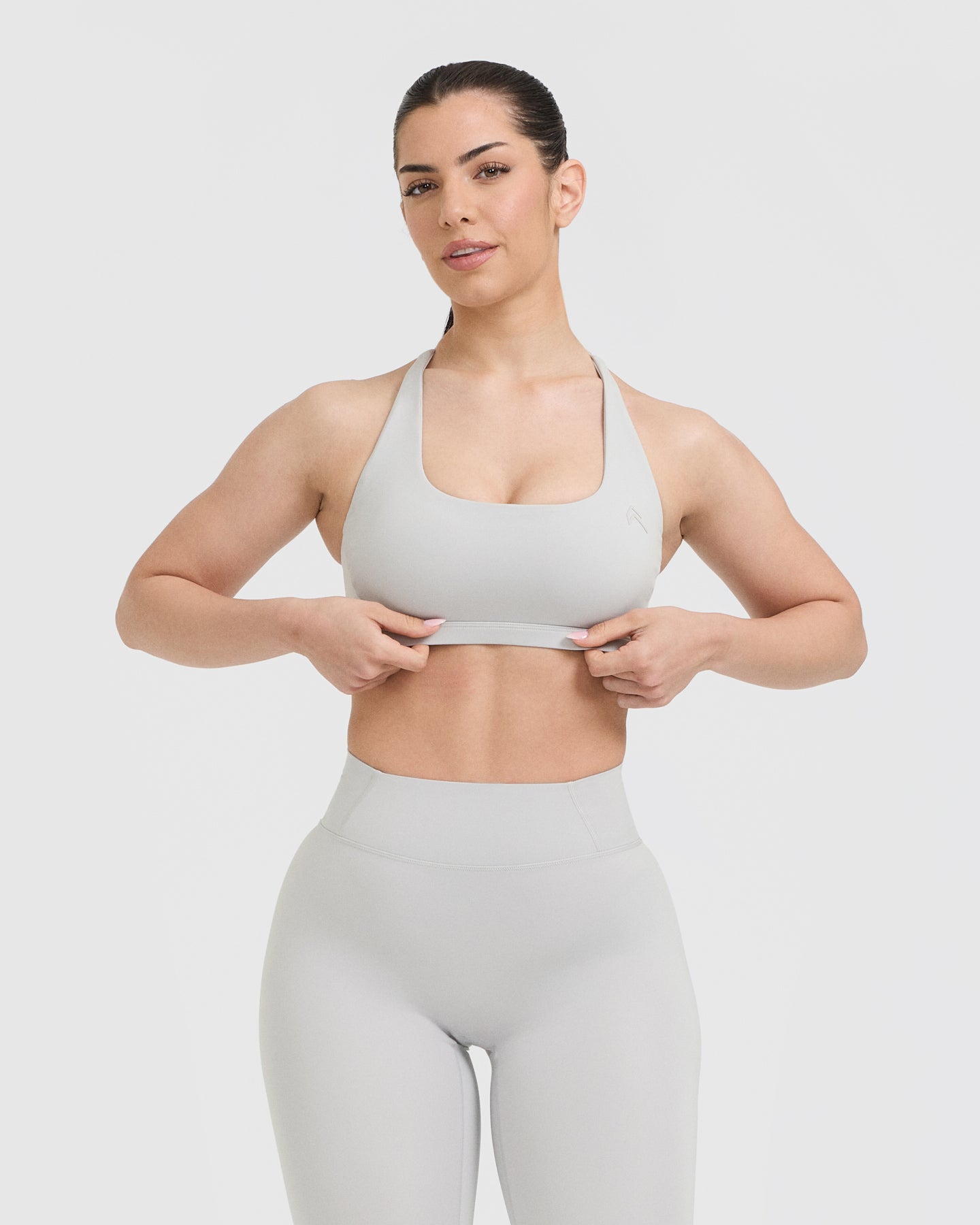 Timeless Square Neck Sports Bra for Women - Light Grey | High Support Workout Top for Yoga, Running & Gym