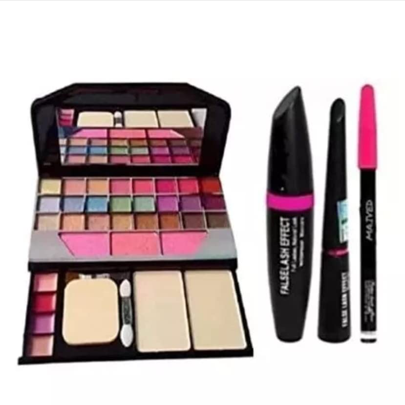 Groovs TYA 6155 Professional 3-in-1 Makeup Kit - Waterproof Eyeliner, Volumizing Mascara & Eyebrow Pencil (4-Piece Set, Multicolor) | Perfect for Everyday Makeup, Party Looks & Travel Essentials