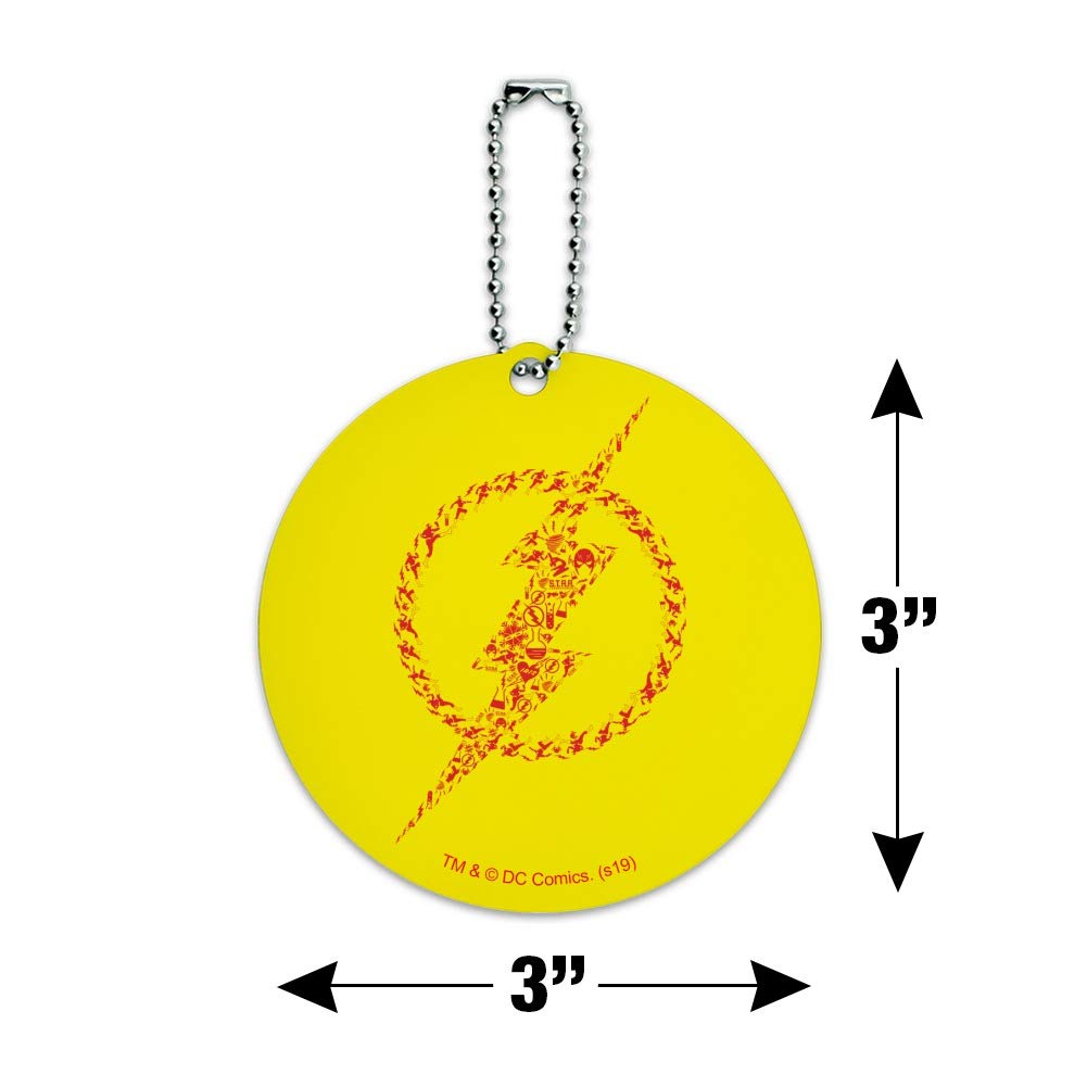 The Flash Superhero Logo Round Luggage ID Tag - Durable Suitcase & Carry-On Baggage Identifier for Travel, Cosplay & Comic Conventions