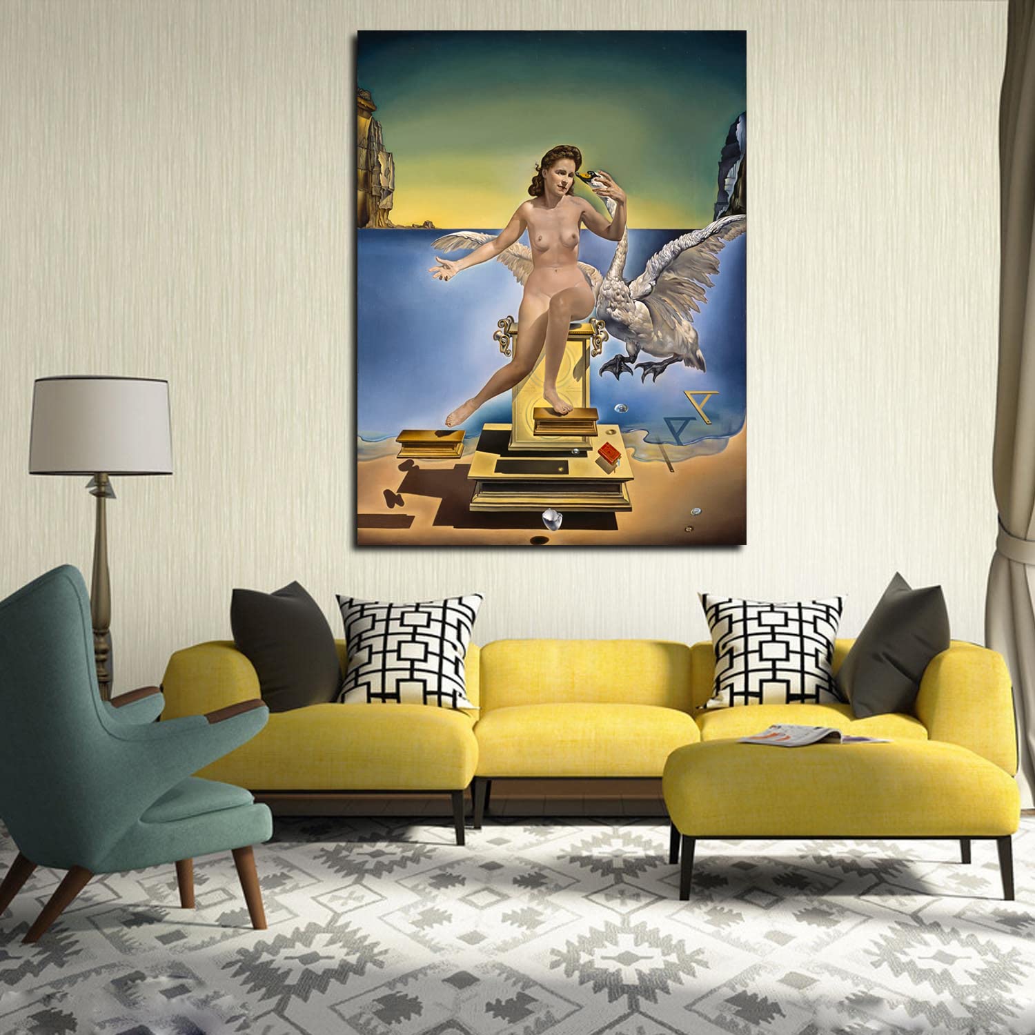Salvador Dali Leda Atomica Framed Canvas Wall Art - Surrealist Painting for Bedroom, Living Room & Office Decor - Ready to Hang - Perfect for Home, Office & Gallery Displays