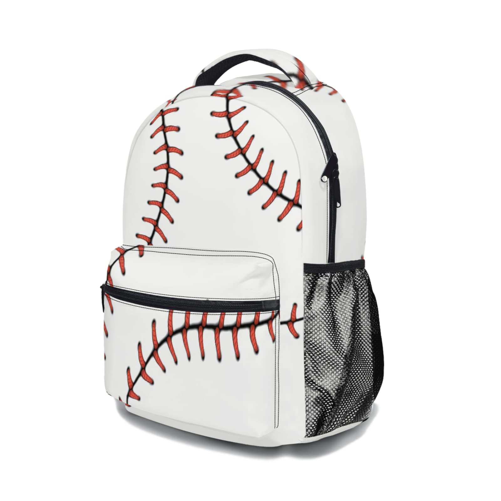 Giwawa Kids Baseball Backpack - Softball Red Stitching Print School Bag for Boys & Girls, Adjustable Shoulder Straps with Multiple Pockets - Perfect for School, Sports, Travel & Laptop Carrying