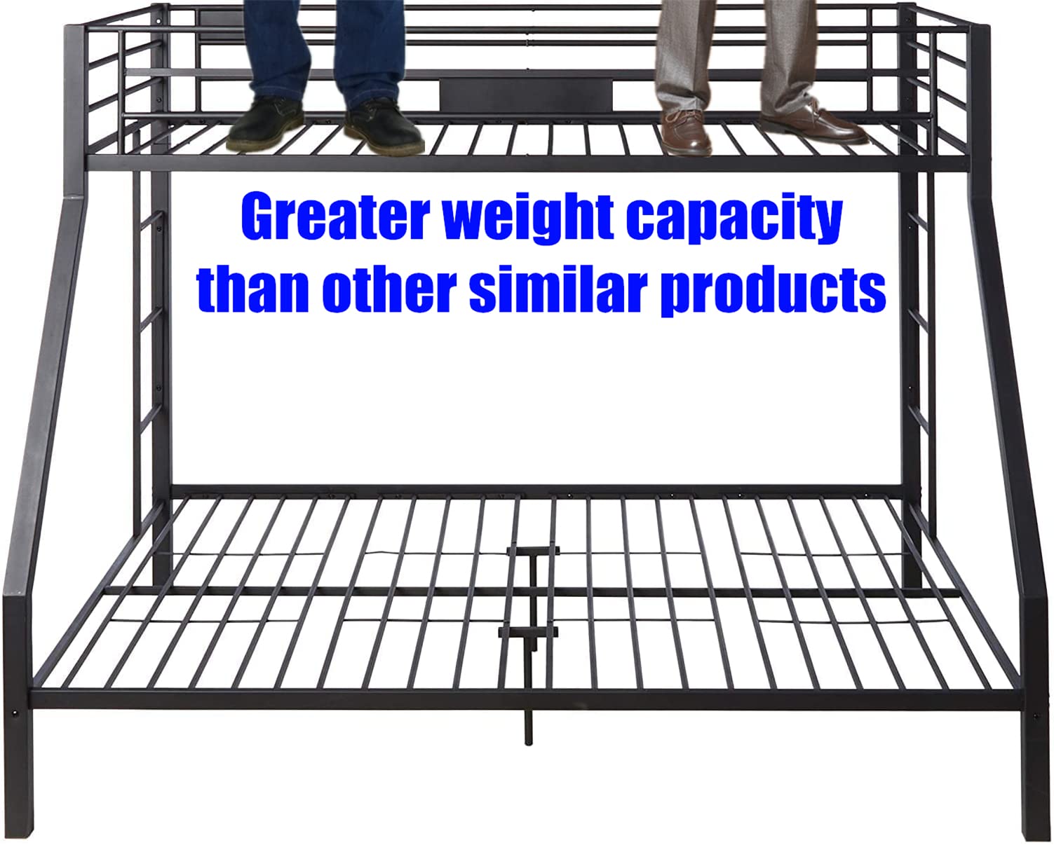 Sturdy Heavy-Duty Metal Queen Bunk Bed Frame - Reinforced Guardrails & Ladder for Kids, Teens & Adults - Twin XL Over Queen Size - Easy Assembly - Durable Thick Steel Construction for Home, Dorm or Guest Room