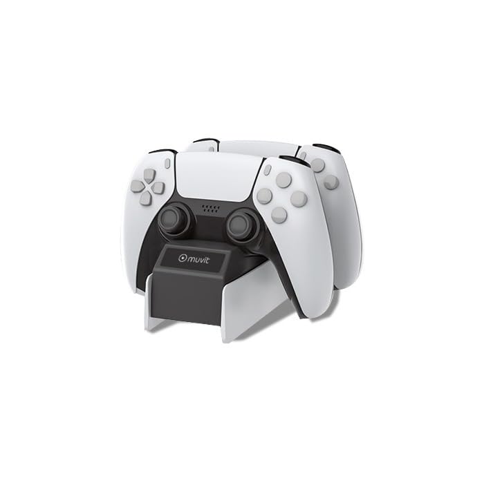 Muvit PS5 Controller Charging Station - Fast Dual Charger Dock for PlayStation 5 with LED Indicators - Perfect for Gaming Setup & Living Room Organization