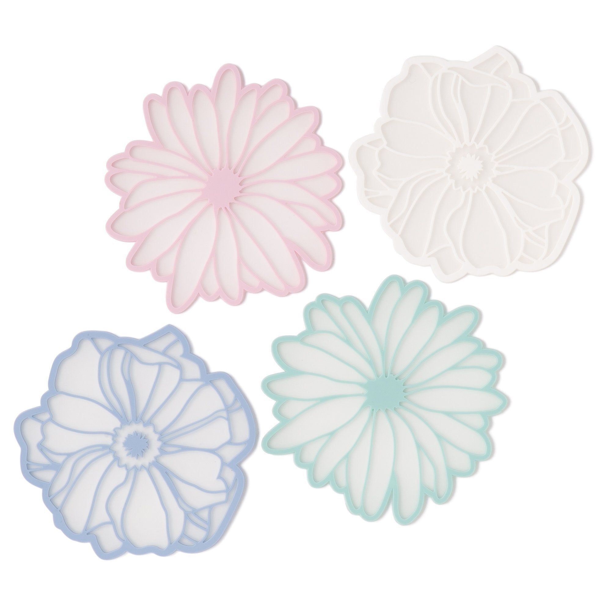 White Peony Flower Coasters - Elegant Floral Design for Home Decor, Dining Table, Coffee Table, and Party Use