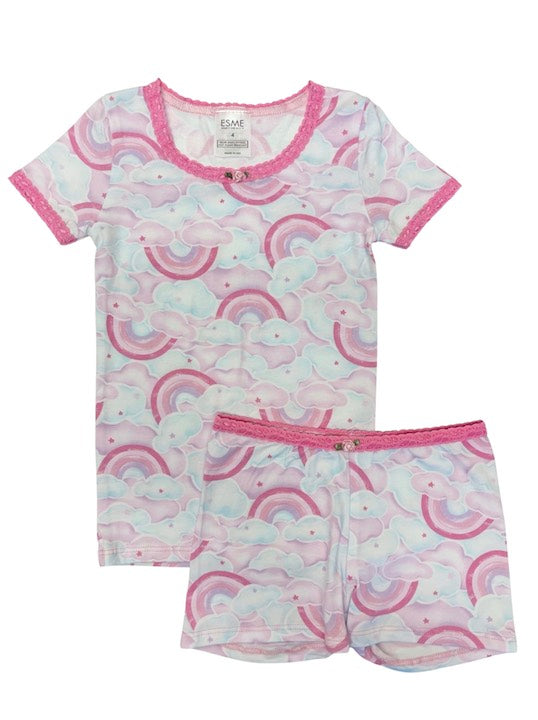 Rainbow Sky Women's Top & Shorts Set - Trendy Summer Outfit for Beach, Yoga, and Casual Wear