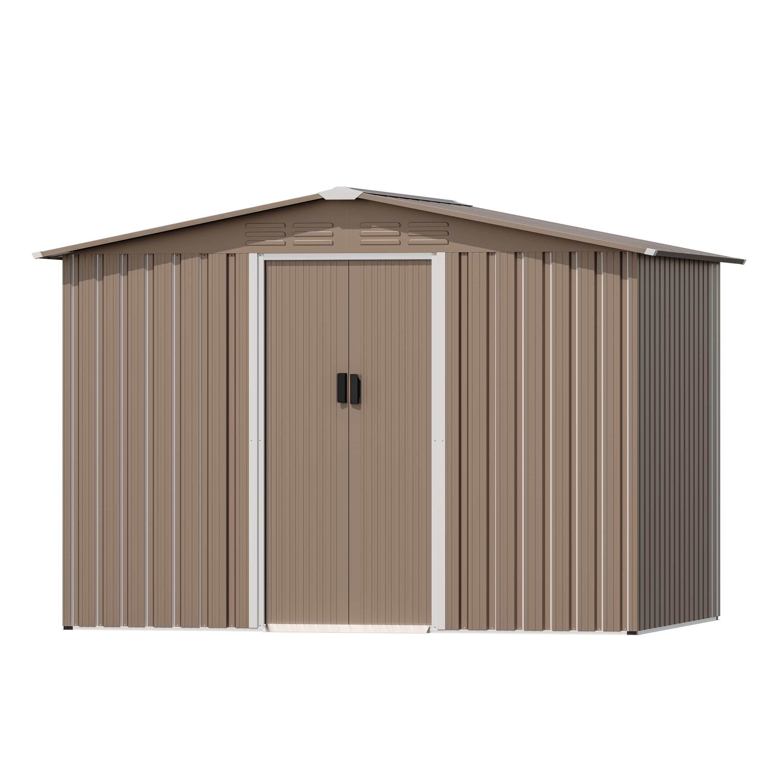 8FT x 6FT Outdoor Metal Storage Shed - Waterproof & Lockable with Sliding Door & Ventilation - Heavy Duty Garden Tool Storage for Lawn Equipment, Yard Supplies & Gardening Tools - Perfect for Backyard, Patio & Home Organization