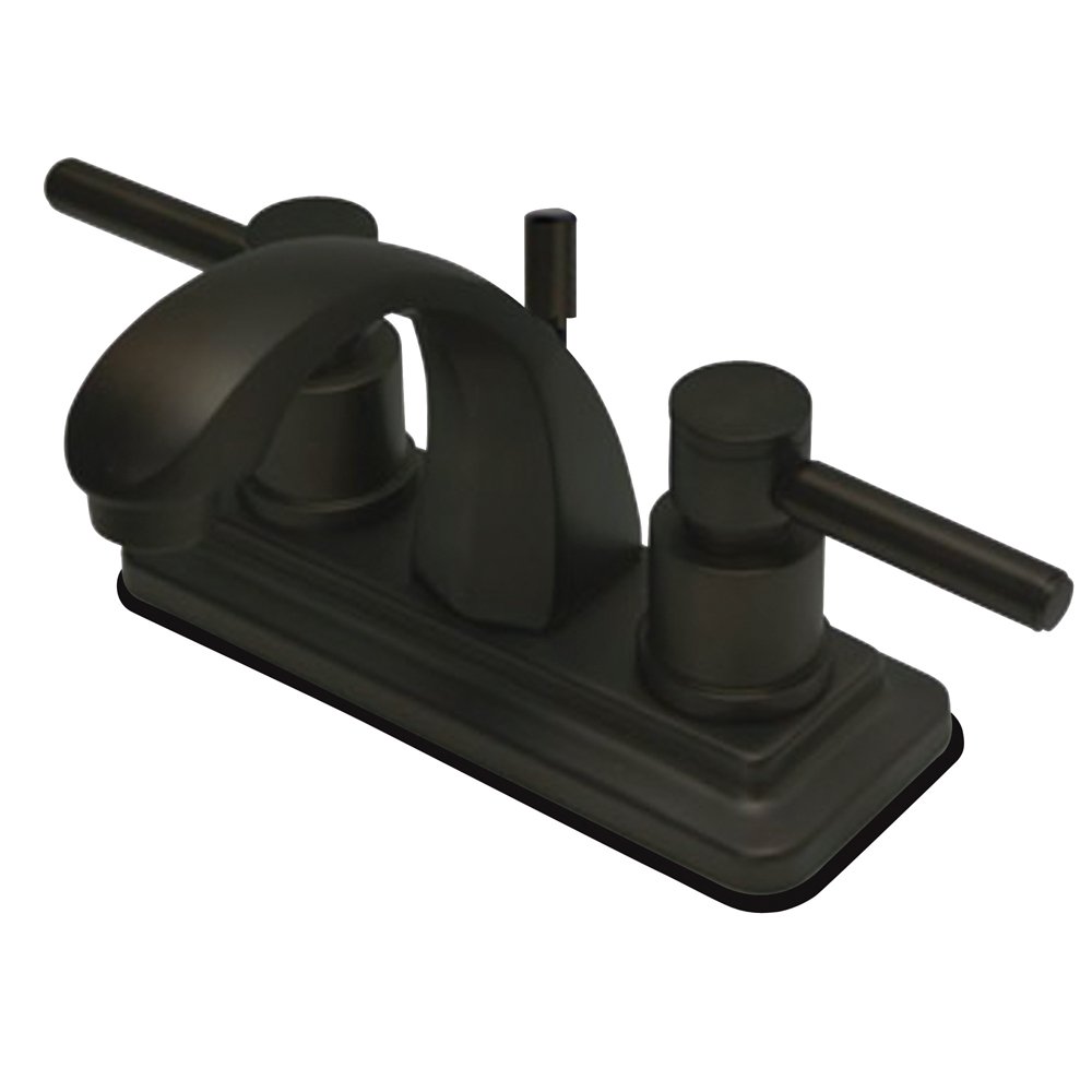 Kingston Brass ES4645DL South Beach 4-Inch 2-Handle Centerset Bathroom Sink Faucet with Brass Pop-Up Drain, Oil Rubbed Bronze Finish - Perfect for Modern and Coastal Style Bathrooms