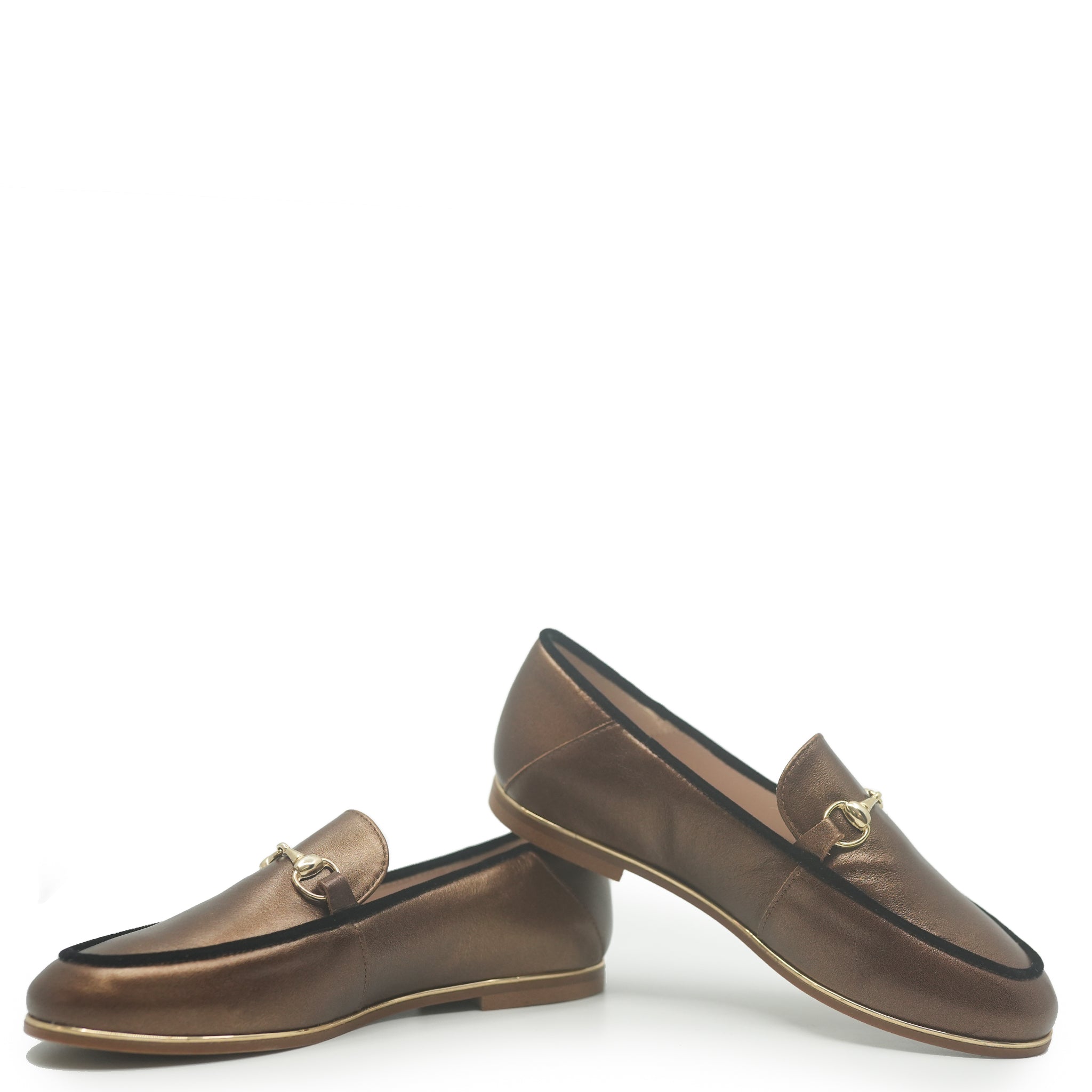 Beberlis Bronze Buckle Loafers for Women - Classic Slip-On Comfort Shoes with Metallic Accent - Perfect for Office, Casual Wear & Travel
