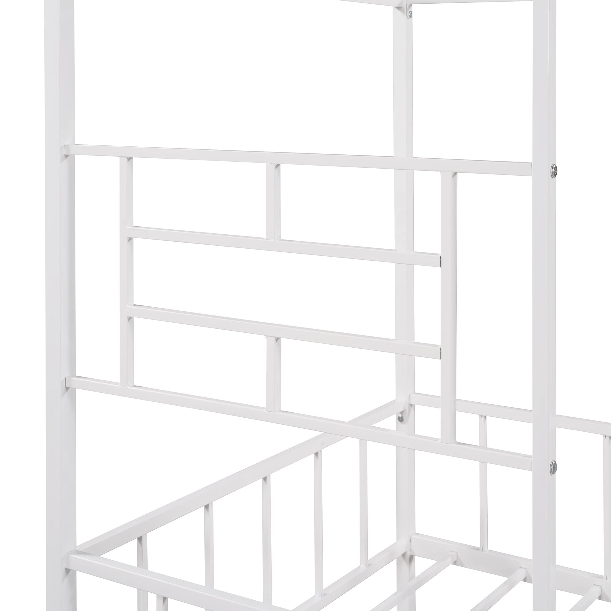 MERITLINE Twin Size House Bed Frame for Kids - Sturdy Metal Platform Bed with No Box Spring Needed, Ideal for Boys & Girls Bedrooms - White | Perfect for Kids' Rooms, Playrooms & Sleepovers
