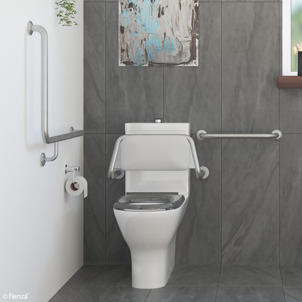 Fienza Delta CARE4RL & CARE4RR Accessible Care Kit with 90° Right Hand Rail - Ideal for Elderly & Disabled Bathroom Safety & Mobility Assistance