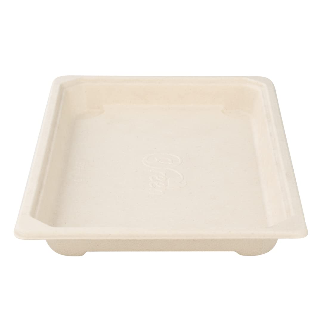 Eco-Friendly 8.5 x 5.4 Inch Large Sushi Trays - 100 Microwavable & Freezable Bagasse Dishes Made from Sugarcane Fiber | Perfect for Appetizers, Entrees & Party Catering | Lids Sold Separately | Sustainable Restaurantware for Sushi Bars & Takeout