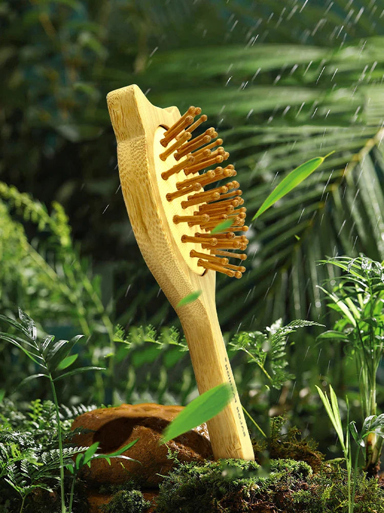 Bamboo Hair Brush for Scalp Massage - Natural Wooden Scalp Massager for Relaxation & Hair Growth - Perfect for Stress Relief & At-Home Spa Treatments