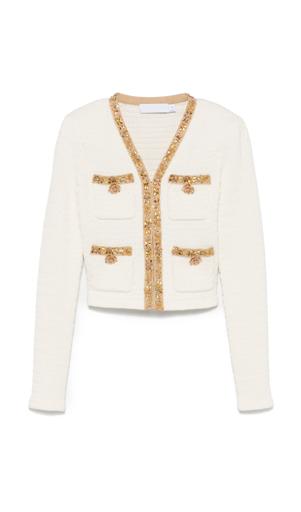 Stylish Cream Lurex Knit Cardigan for Women - Elegant Shimmering Sweater for Casual Outfits & Evening Wear