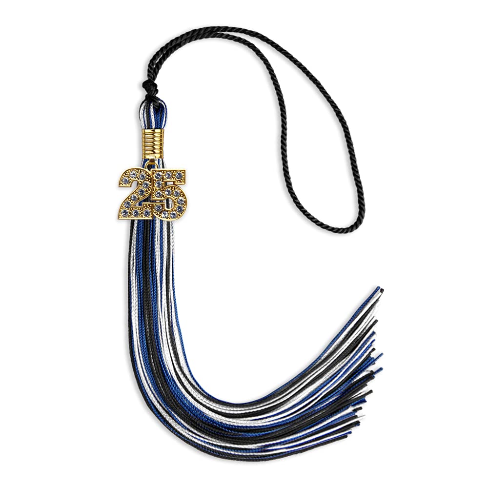 Endea Graduation Mixed Triple Color Tassel with Gold Bling Charm - Perfect for High School & College Graduation Caps, Party Decorations & Photo Props