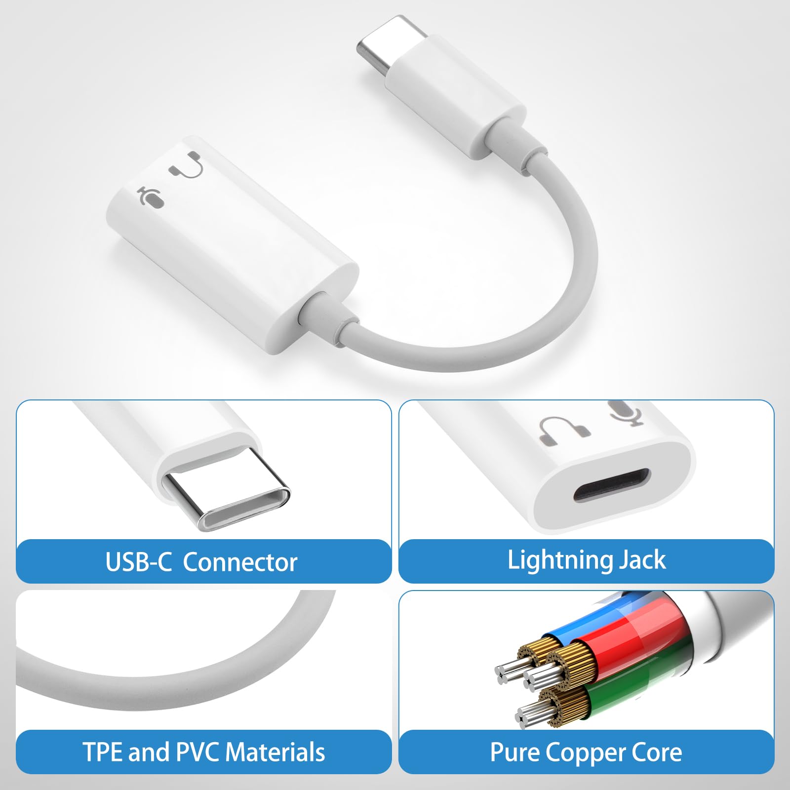 USB C to Lightning Audio Adapter for iPhone 15/15 Plus/15 Pro/15 Pro Max & iPad - 3.5mm Headphone Jack Converter (No Charging/Data Support) - Perfect for Music, Gaming & Hands-Free Calls
