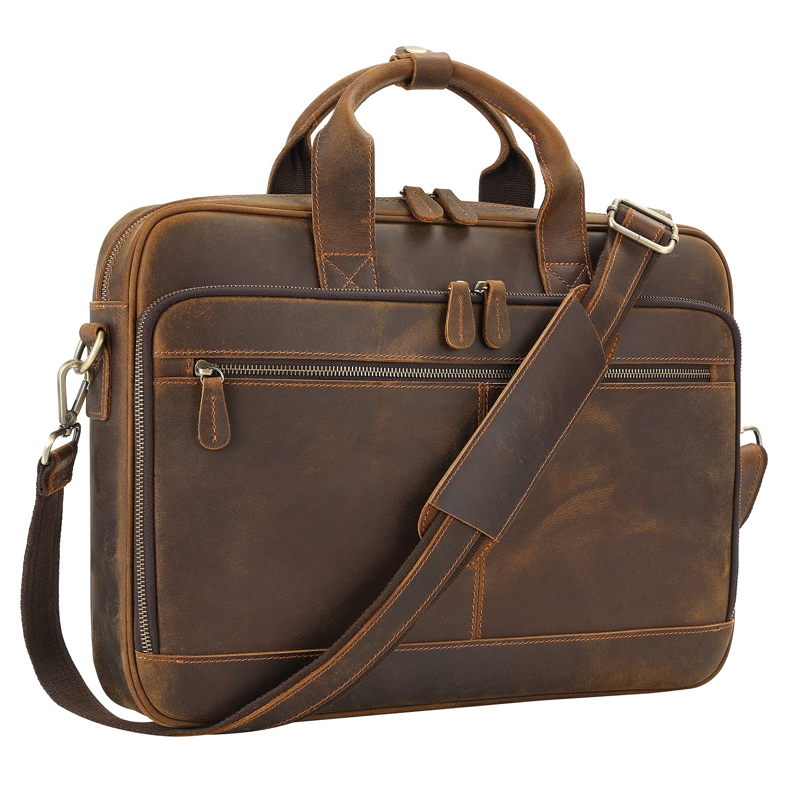 Jack & Chris Genuine Leather Briefcase for Men - Professional Business Laptop Messenger Bag for Work, Office & Travel - Perfect for Business Meetings, Commuting & Daily Use