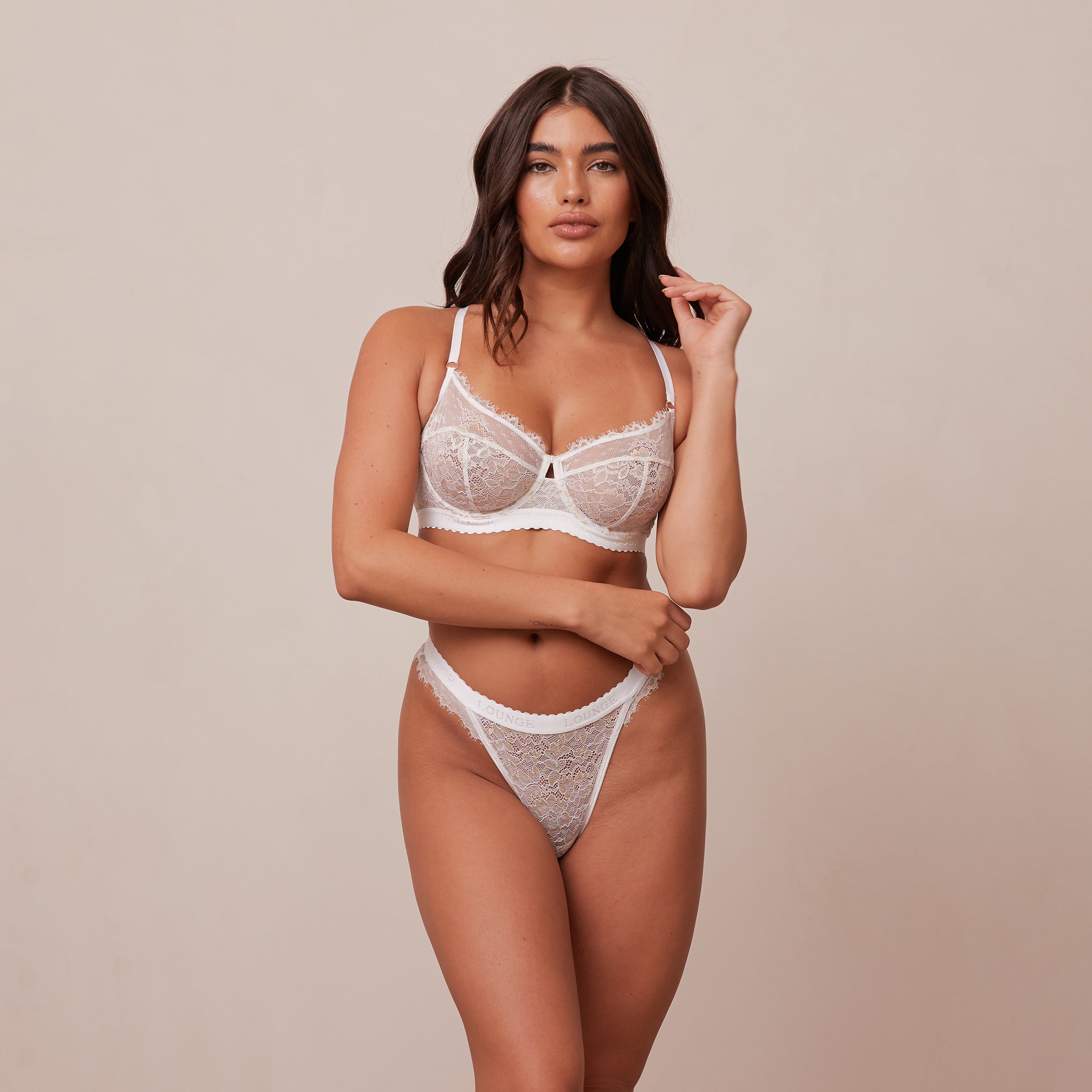 Desire Balcony Bra - Comfortable Wireless Lace Bralette for Women - Perfect for Yoga, Lounge & Everyday Wear - White
