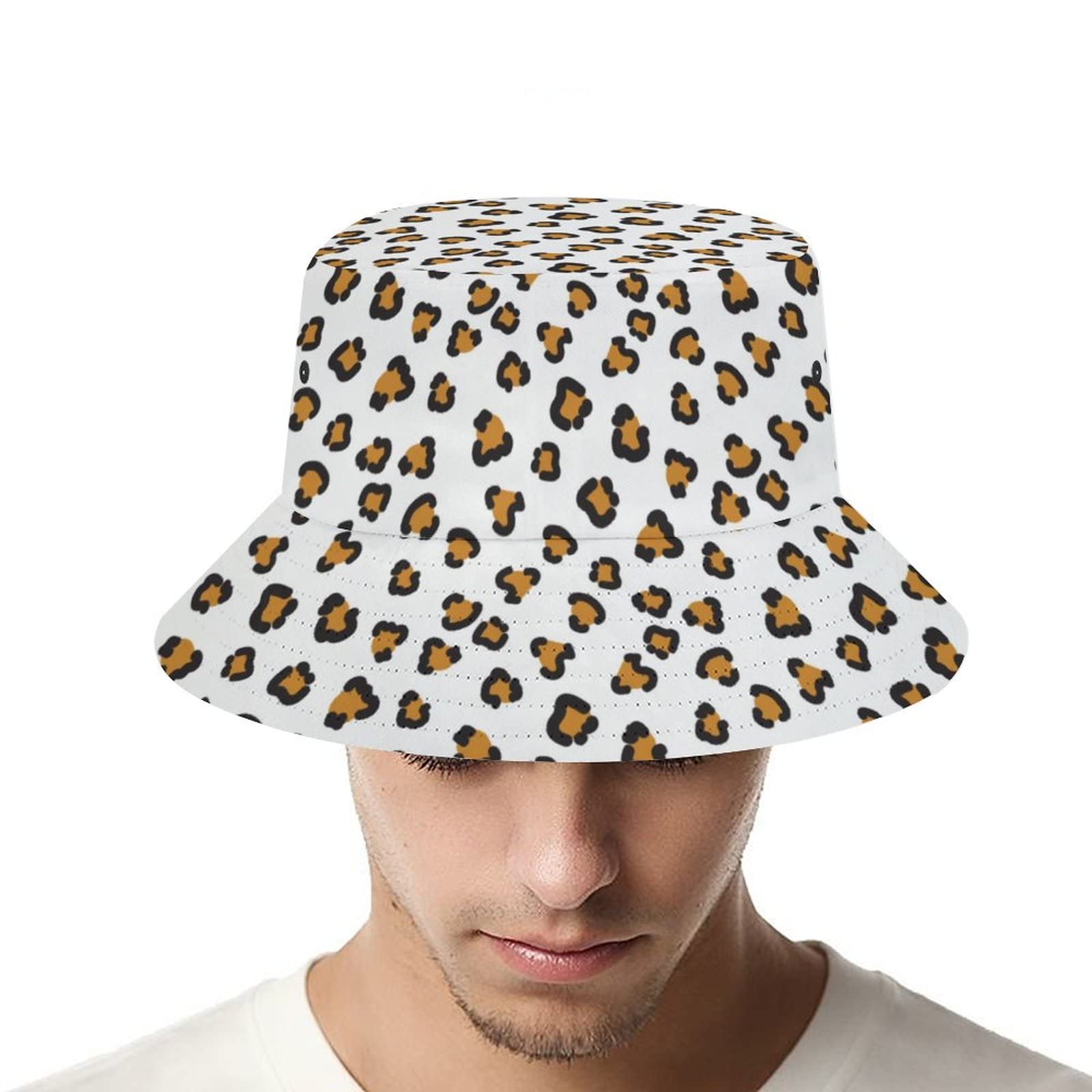 Leopard Print Bucket Hat for Women & Men - Packable Summer Sun Hat for Beach, Fishing, Travel & Outdoor Activities - Unisex Fashion Accessory for Teens & Adults