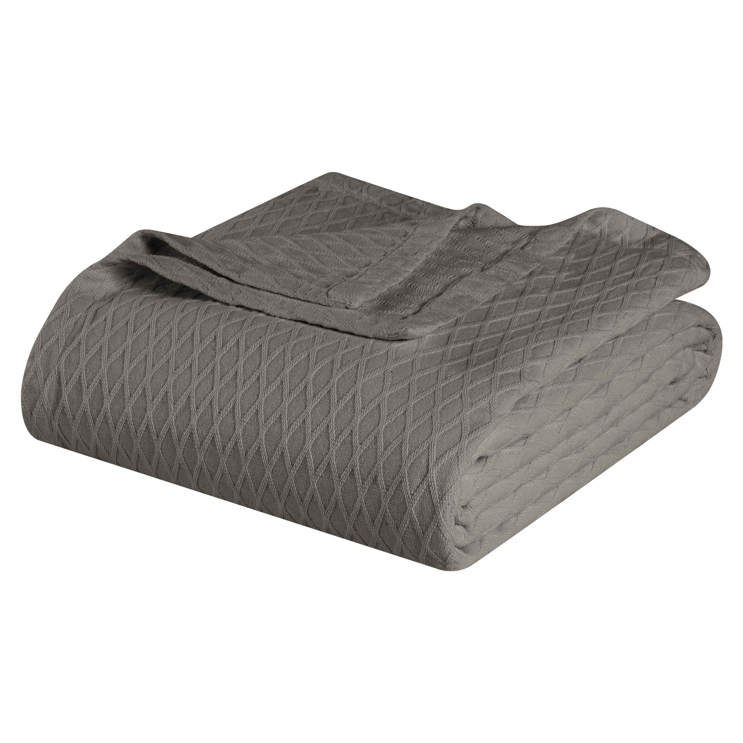 Premium Cotton All-Season Diamond Pattern Bed Blanket & Sofa Throw - Soft Cozy Blanket for Bedroom, Living Room, Travel and Gift Giving