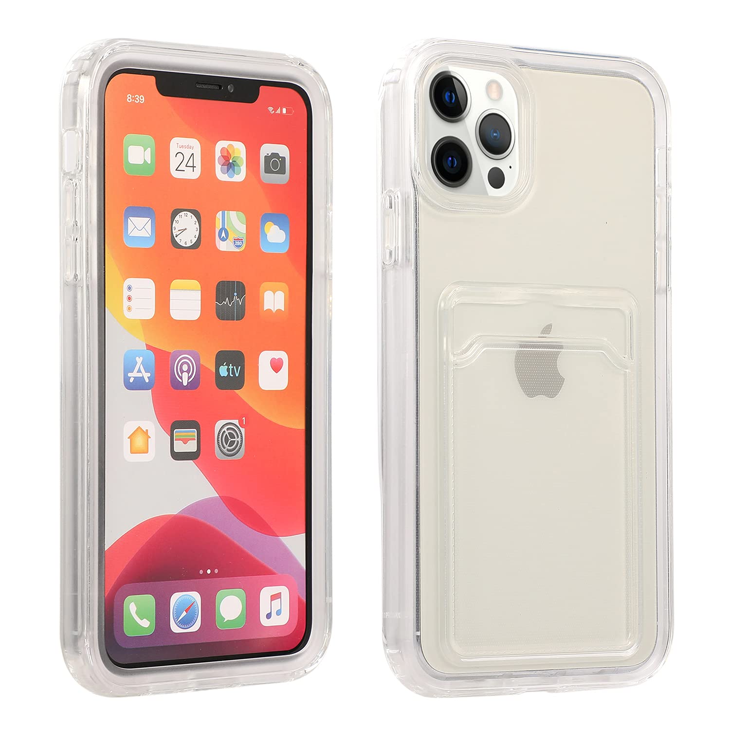 Omio Clear Card Slot Case for iPhone 13 Pro Max - Slim Protective Wallet Case with TPU & PC Bumper | Perfect for Women's Everyday Use, Travel, and Hands-Free Convenience