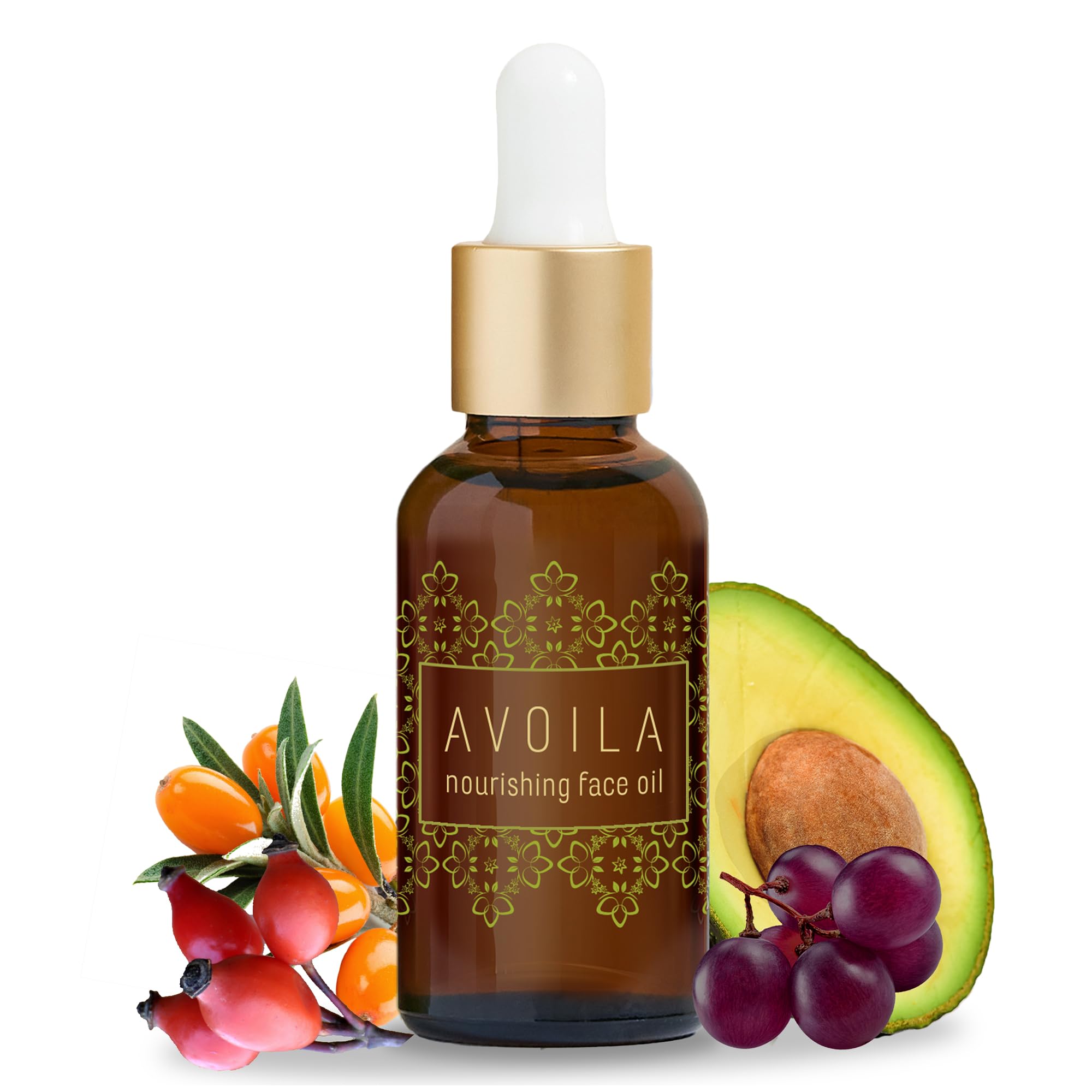 AVOILA 100% Pure Avocado Oil for Skin – Natural Plant-Based Facial Oil to Hydrate, Renew & Protect | 1.0 fl oz / 30ml | Ideal for Dry Skin, Anti-Aging & Nighttime Skincare Routine