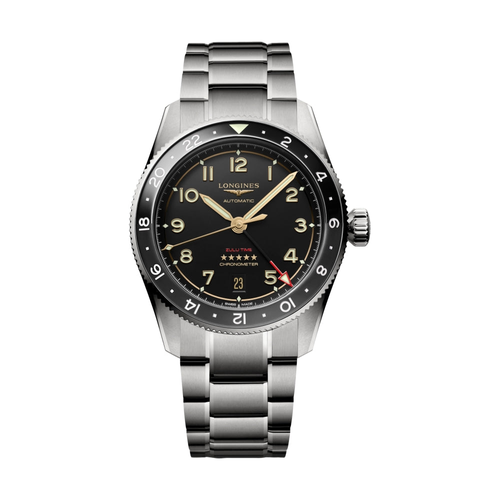 Spirit Zulu Time Titanium Watch - 39mm Men's Luxury Pilot Watch with GMT Function - Perfect for Travel, Business & Aviation Enthusiasts