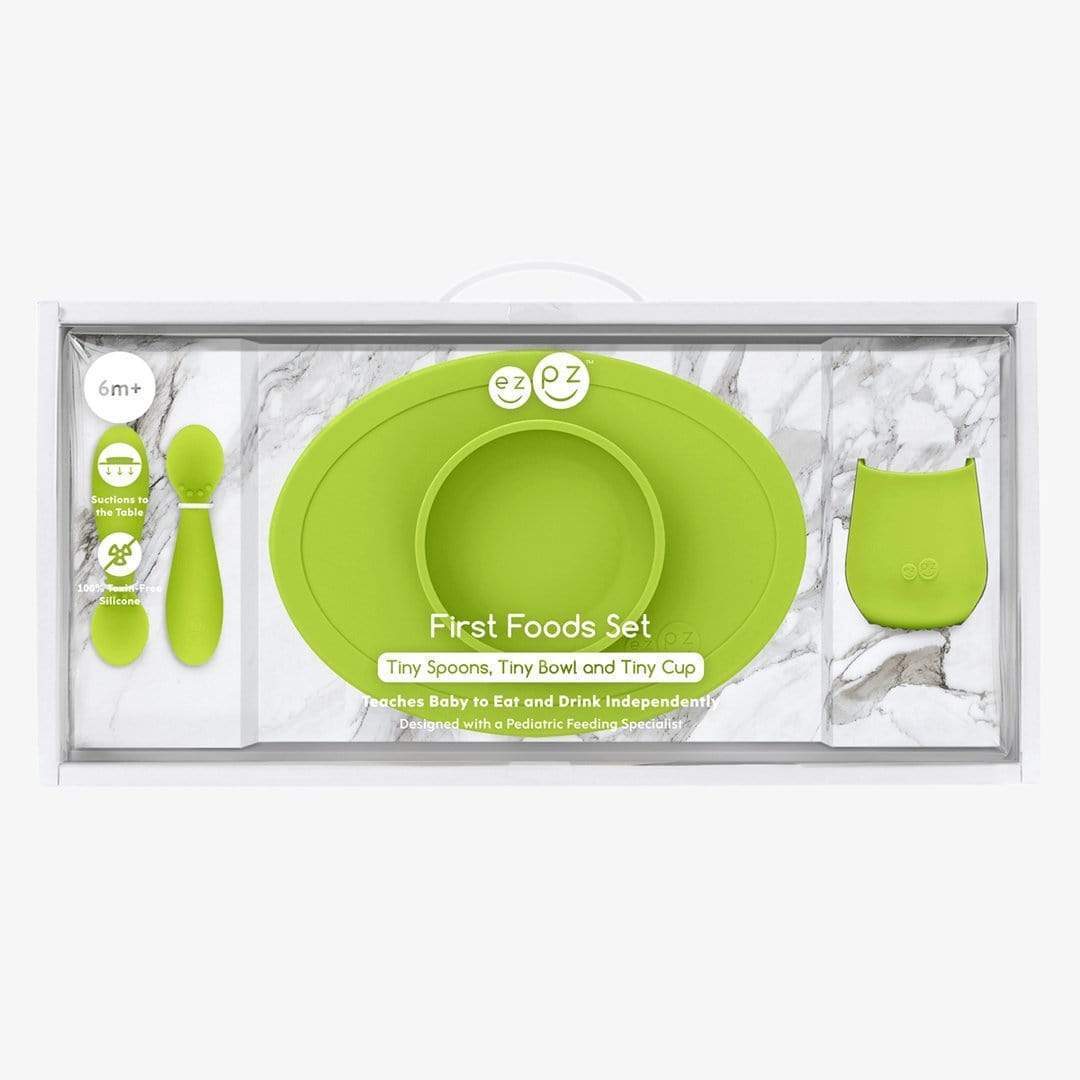 EZPZ First Foods Set - Baby-Led Weaning Starter Kit with Silicone Plates & Bowls for Toddlers - Perfect for Mess-Free Mealtime at Home or On-the-Go