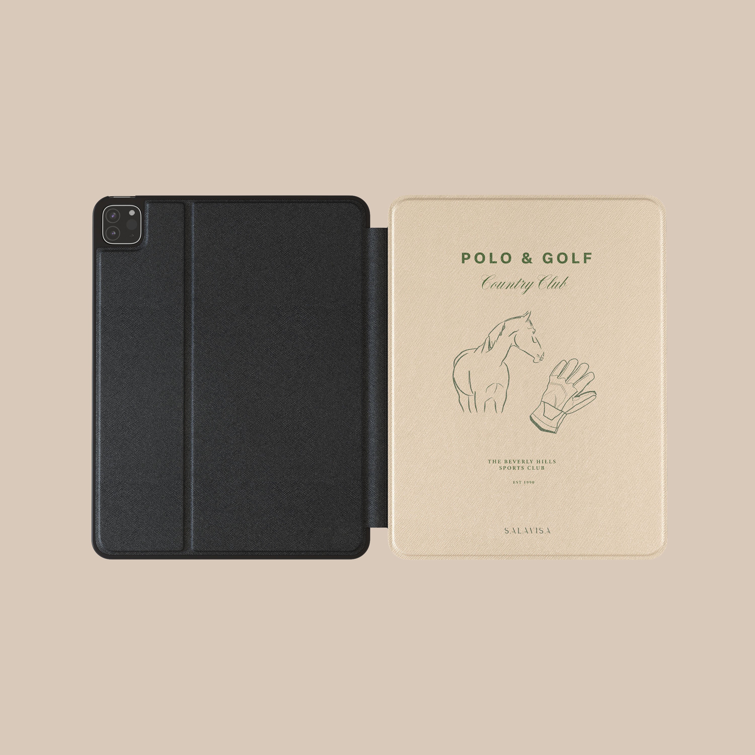 Premium Beige Leather iPad Case - Elegant Country Club Style for iPad Pro/Air/Mini - Perfect for Business, Travel & Everyday Use