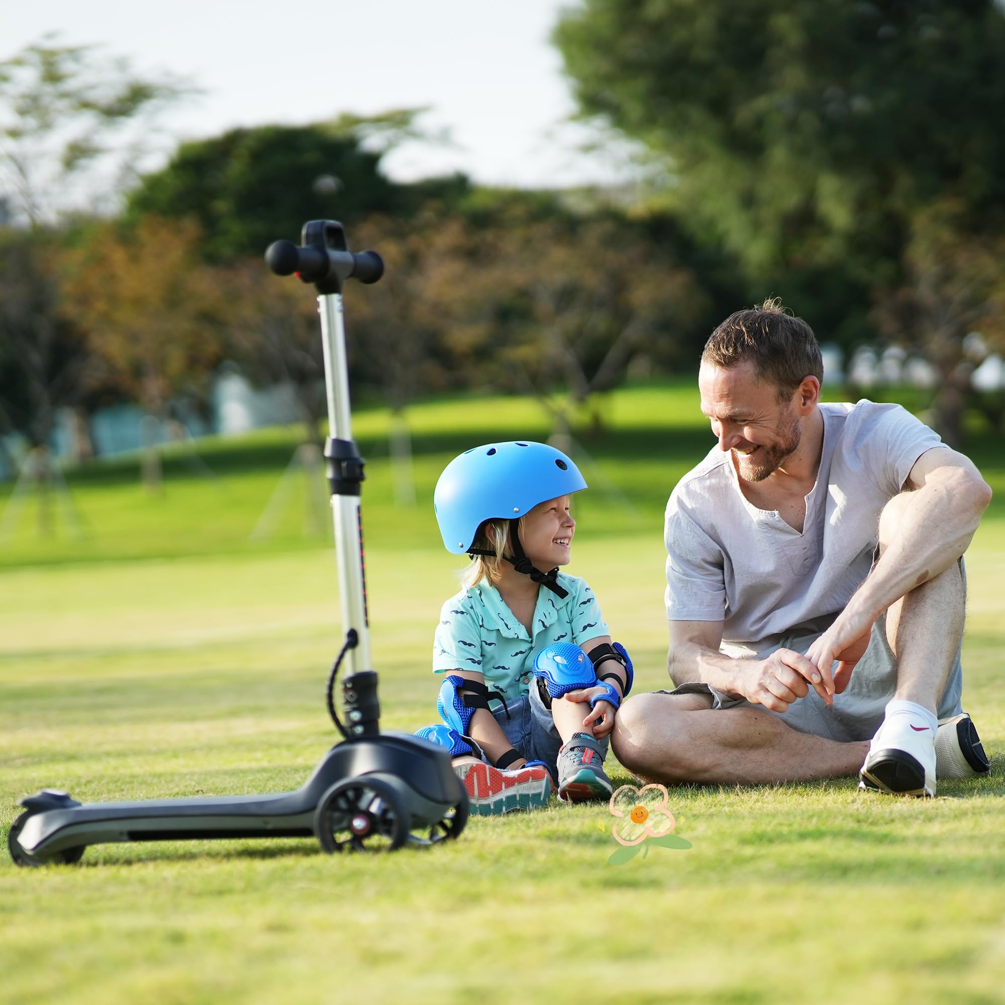 iScooter ik2 Electric Scooter for Kids Ages 3-8 - Bluetooth Speaker, LED Light Wheels, Adjustable Height, Foldable Design - Perfect for Commuting to School, Park Rides & Neighborhood Fun