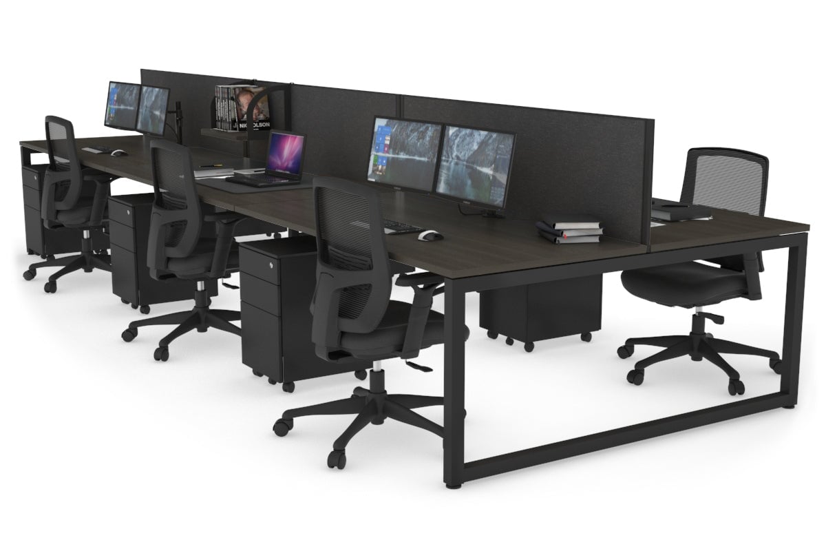 Quadro Loop Legs 6-Person Office Workstation Desk - 1600L x 800W with Cable Management Scallop - Ideal for Collaborative Workspaces & Open Office Environments