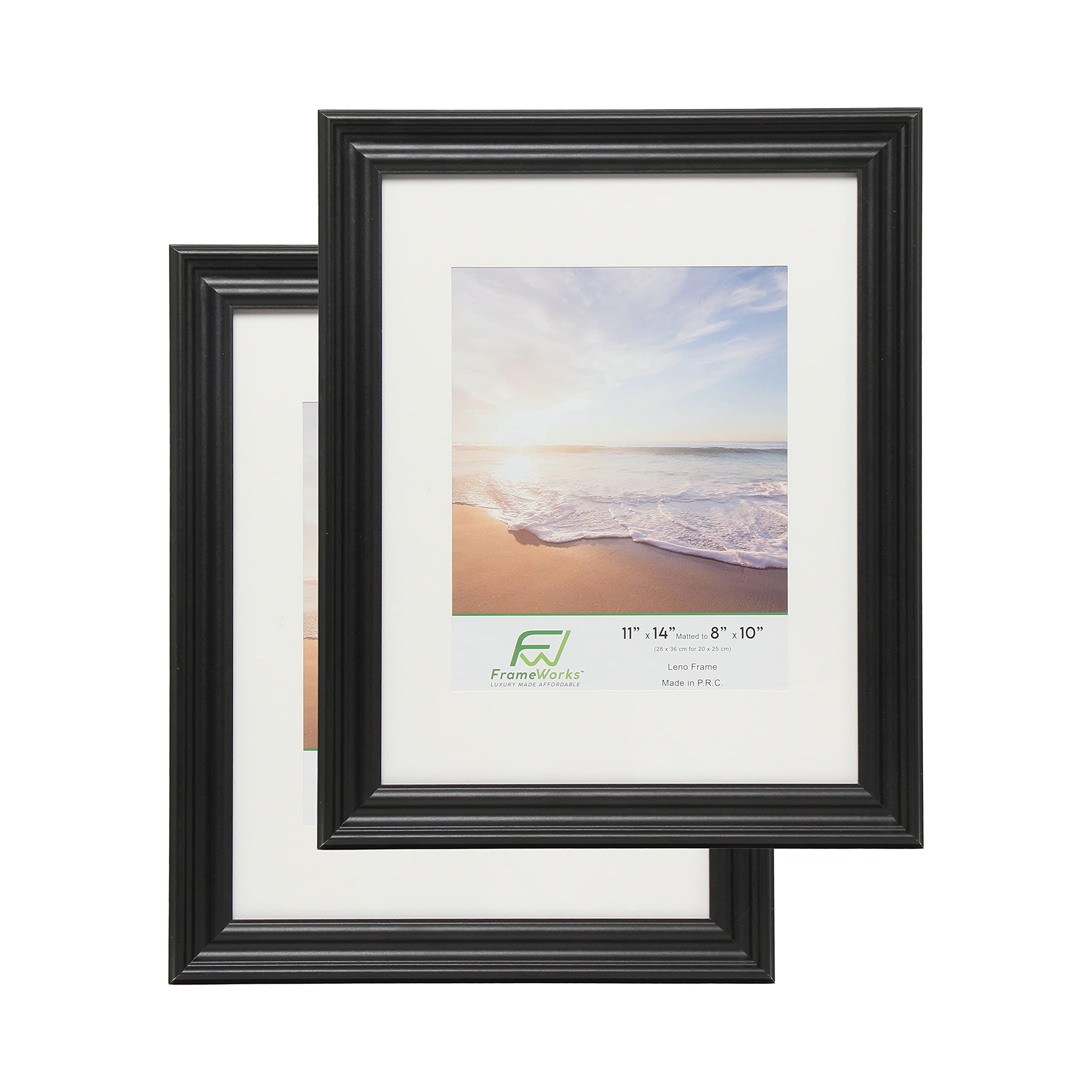 FrameWorks - 2-Pack 11” x 14” Black Wooden Picture Frames with 8