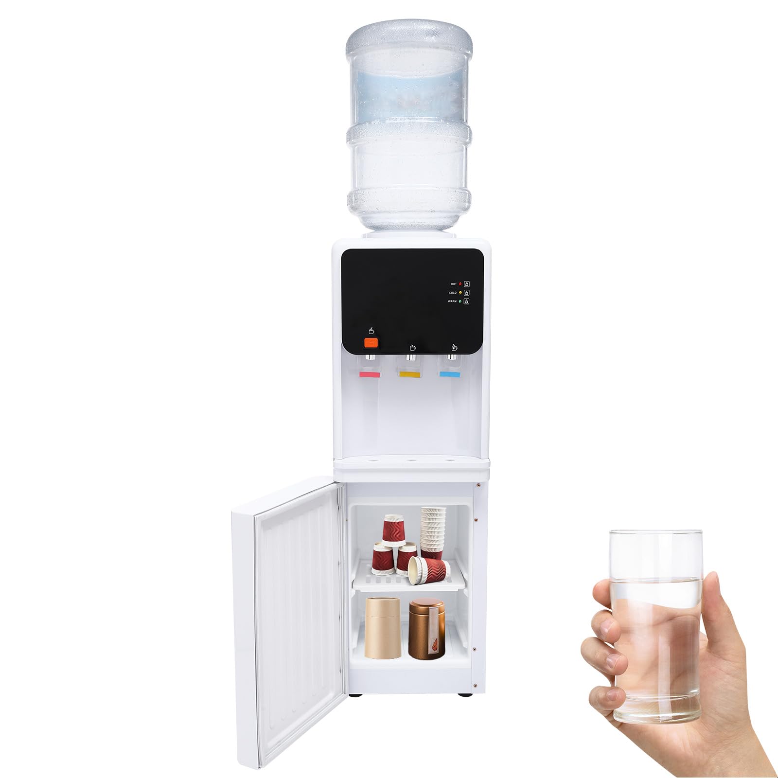 500W Top Loading Water Dispenser with Hot & Cold Water - 5 Gallon Standing Water Cooler for Office, Home & Apartment | Compact Rectangular Design for Countertops & Small Spaces