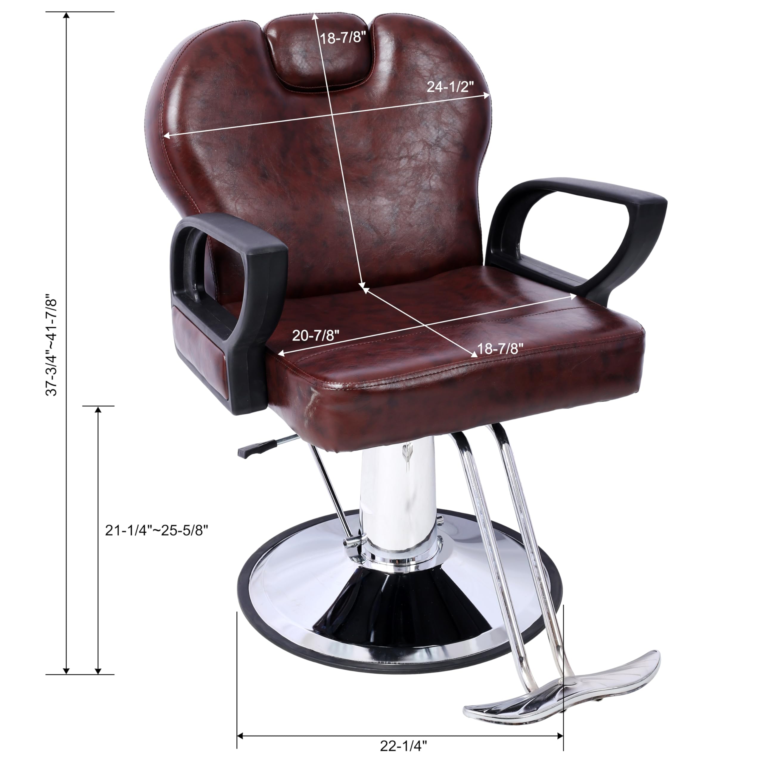 **Professional Hydraulic Barber Chair - Heavy Duty Salon Chair with Adjustable Reclining & Swivel for Hair Styling, Spa & Beauty Salon - Brown (Ideal for Barbershops, Salons & Home Use)**